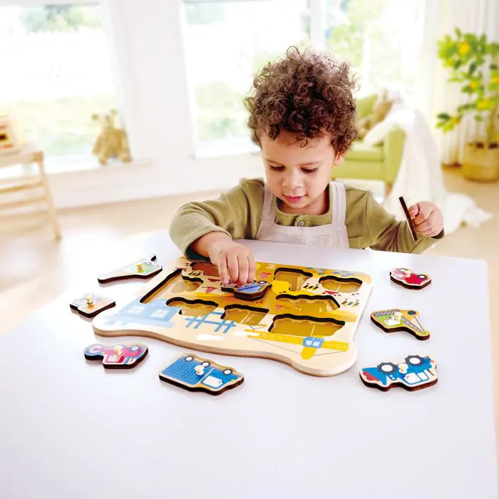 Пъзел с колчета Hape Construction Hape