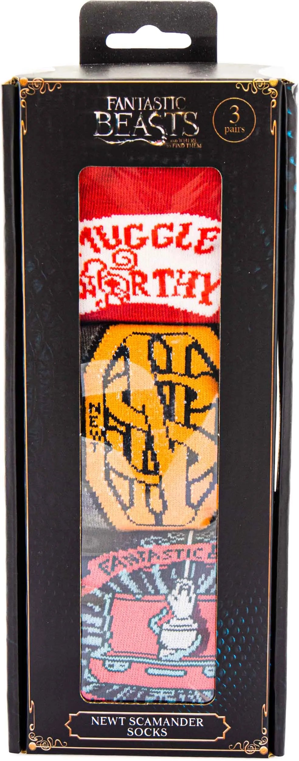 Meias harry potter newt scamander mistura de 3 pacotes 37-42