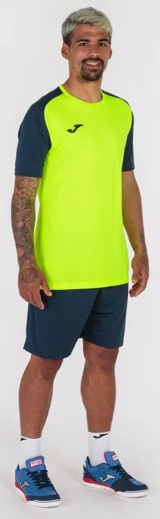 Joma academy iv t-shirt de sport jaune fluo-marine 2xl-3xl
