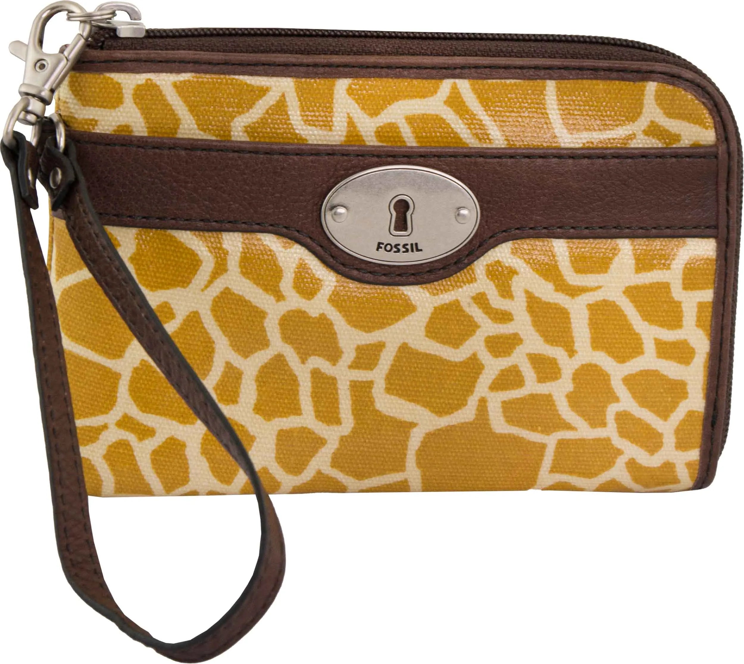 Dámská peněženka Fossil Wmns Leather Wallet Key-per Zip Clutch Giraffe Brown
