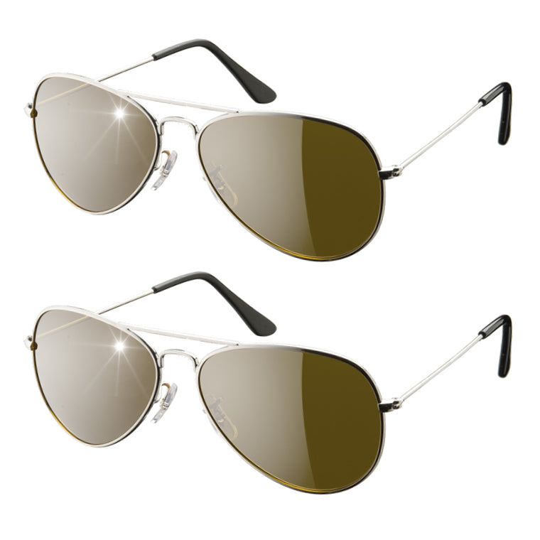 Eagle Eyes - Pilot Sunglasses Set Of 2 - Silver