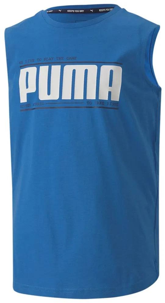 Púma spóirt gníomhacha leanaí sleeveless tee b gorm 152