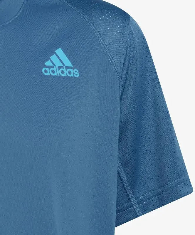 Adidas Jr Club 3-Streifen-Tennis-T-Shirt für Kinder in Blau