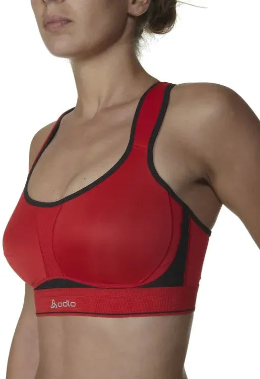 Bra spóirt na mban odlo sport-bh ard deiridh dearg/dubh dearg 70a