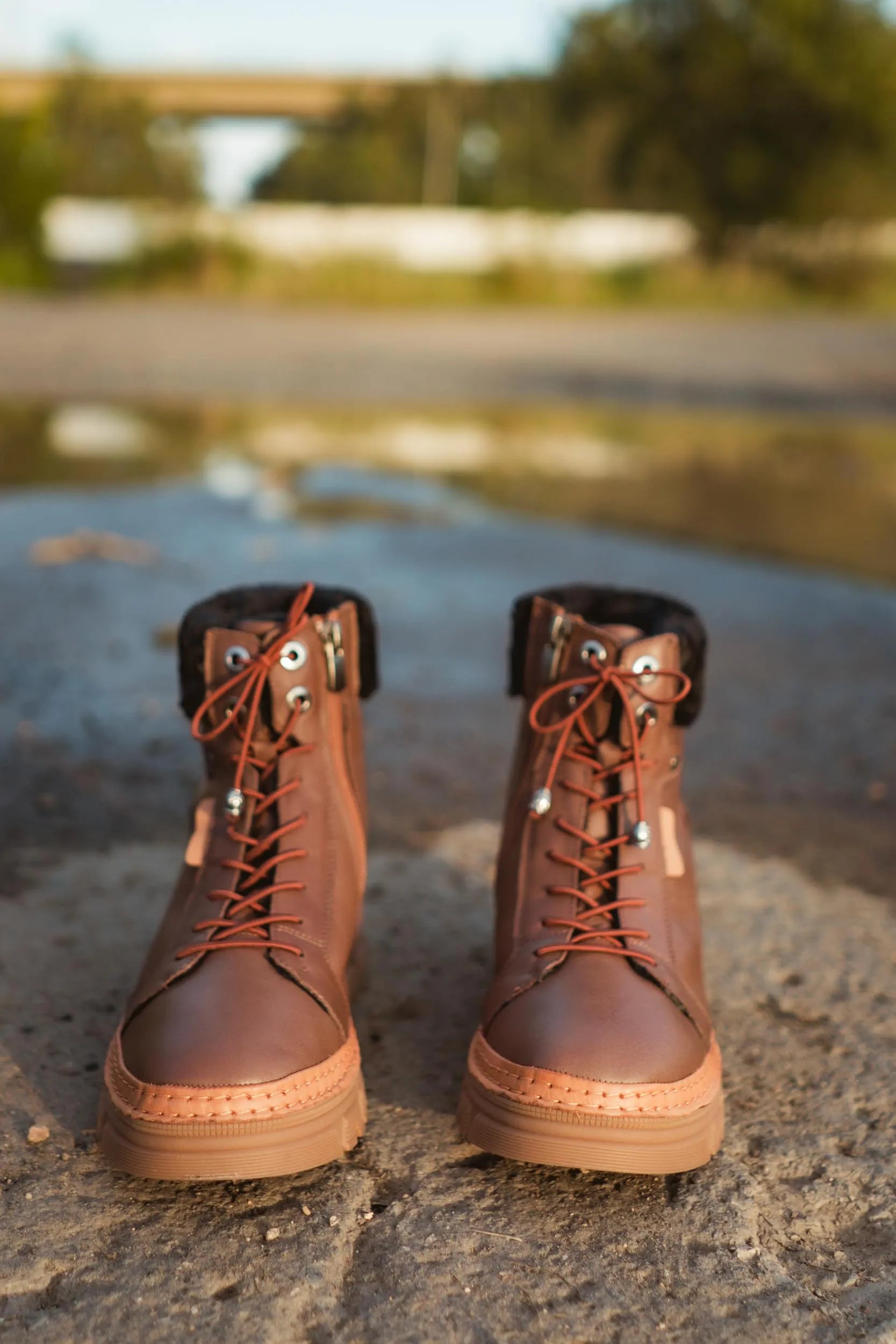 Kvinnors vinterläderstövlar Nell 207 Praline Brown