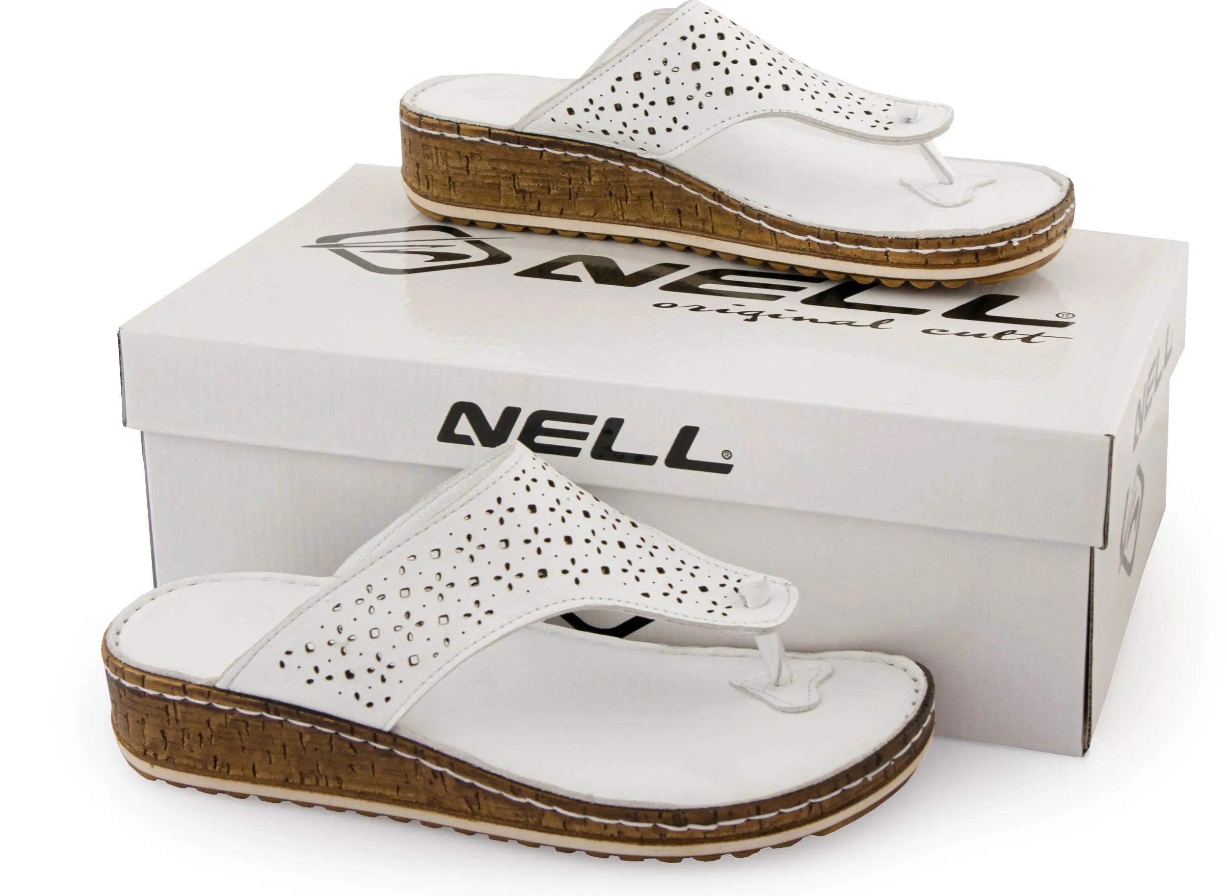 Damen-Leder-Flip-Flops Nell Flip Flops Weiß