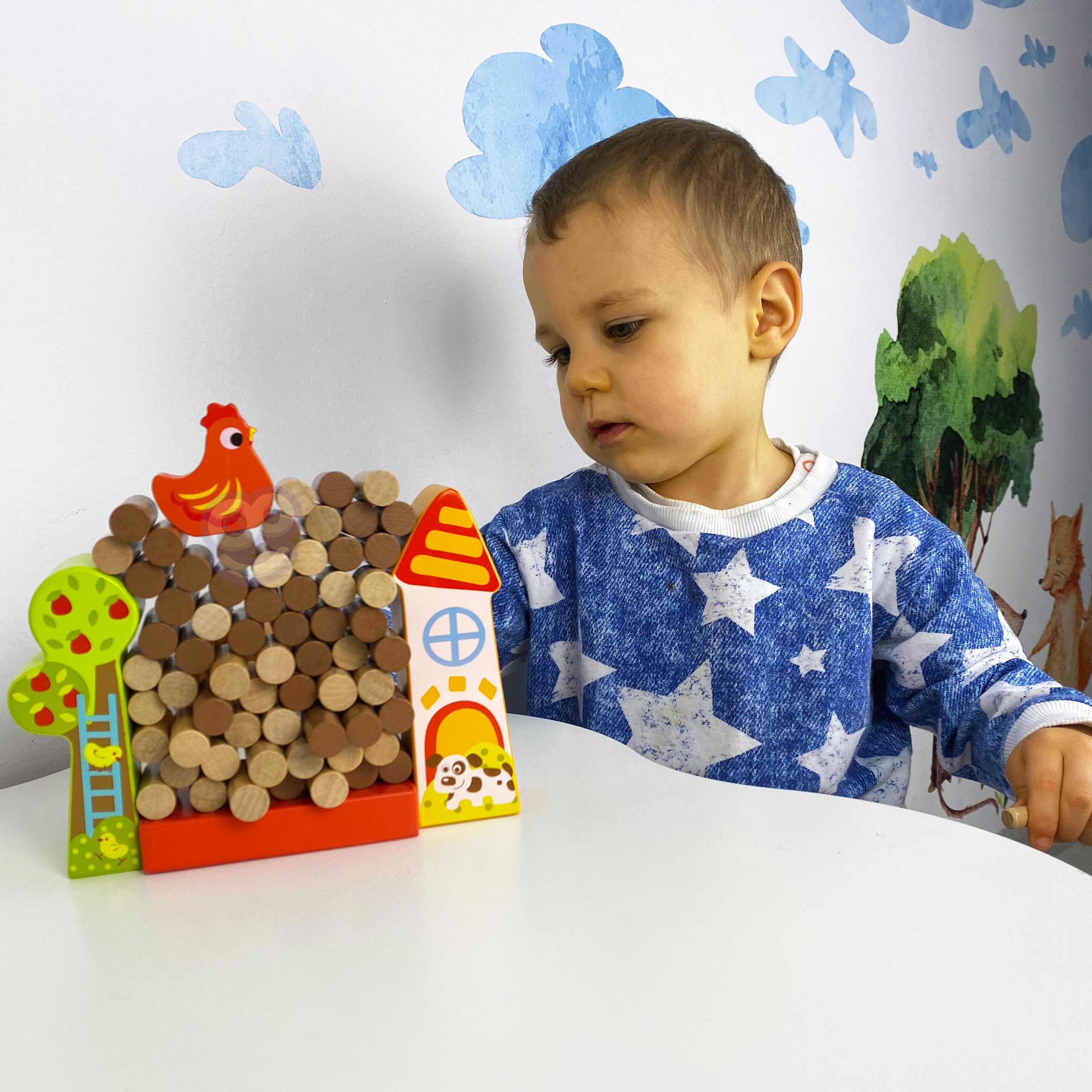 Tooky Toy Arcade Spil Falling Hen Wooden Farm