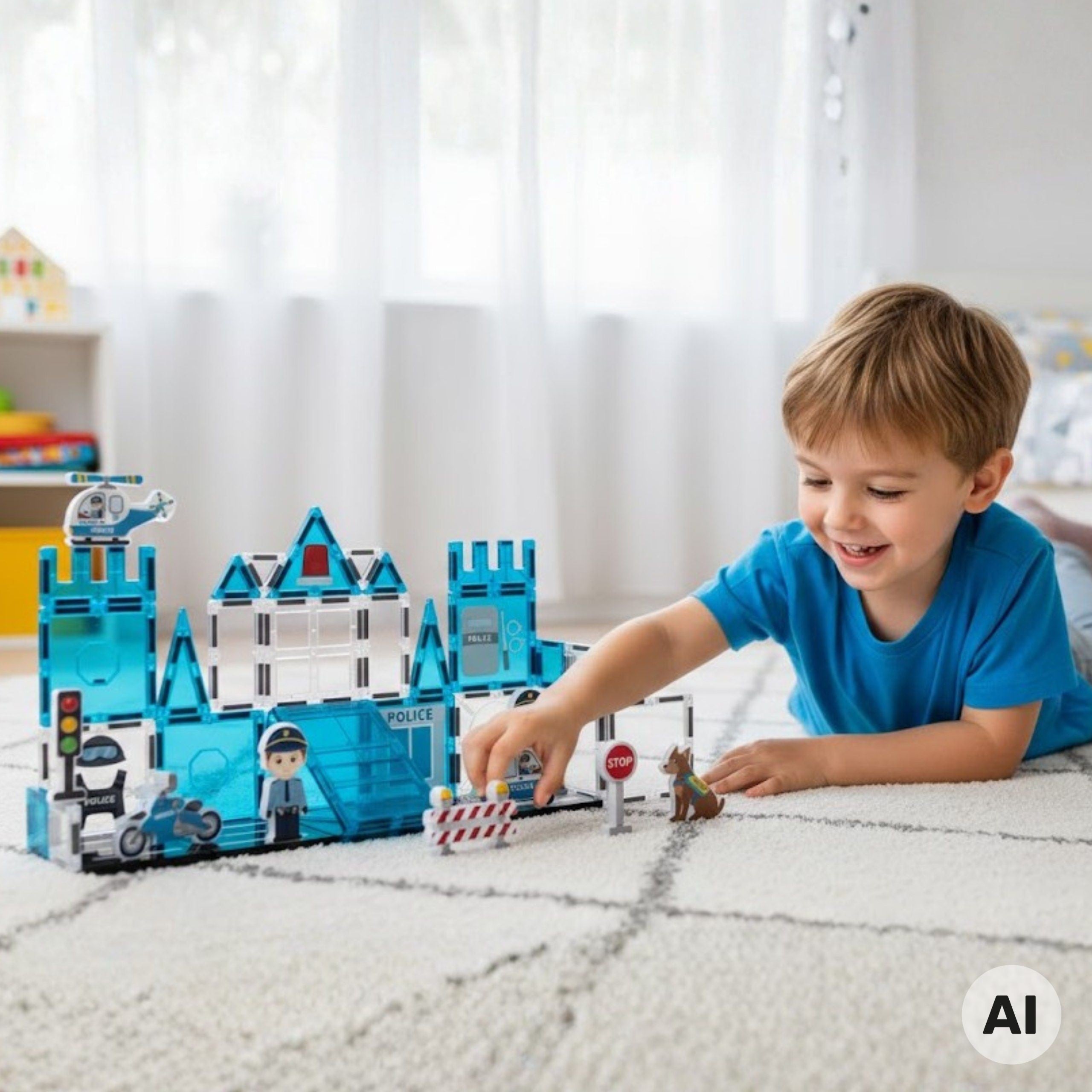 Woopie Magnetic Blocks 3d Police Station Set 42 Pcs.