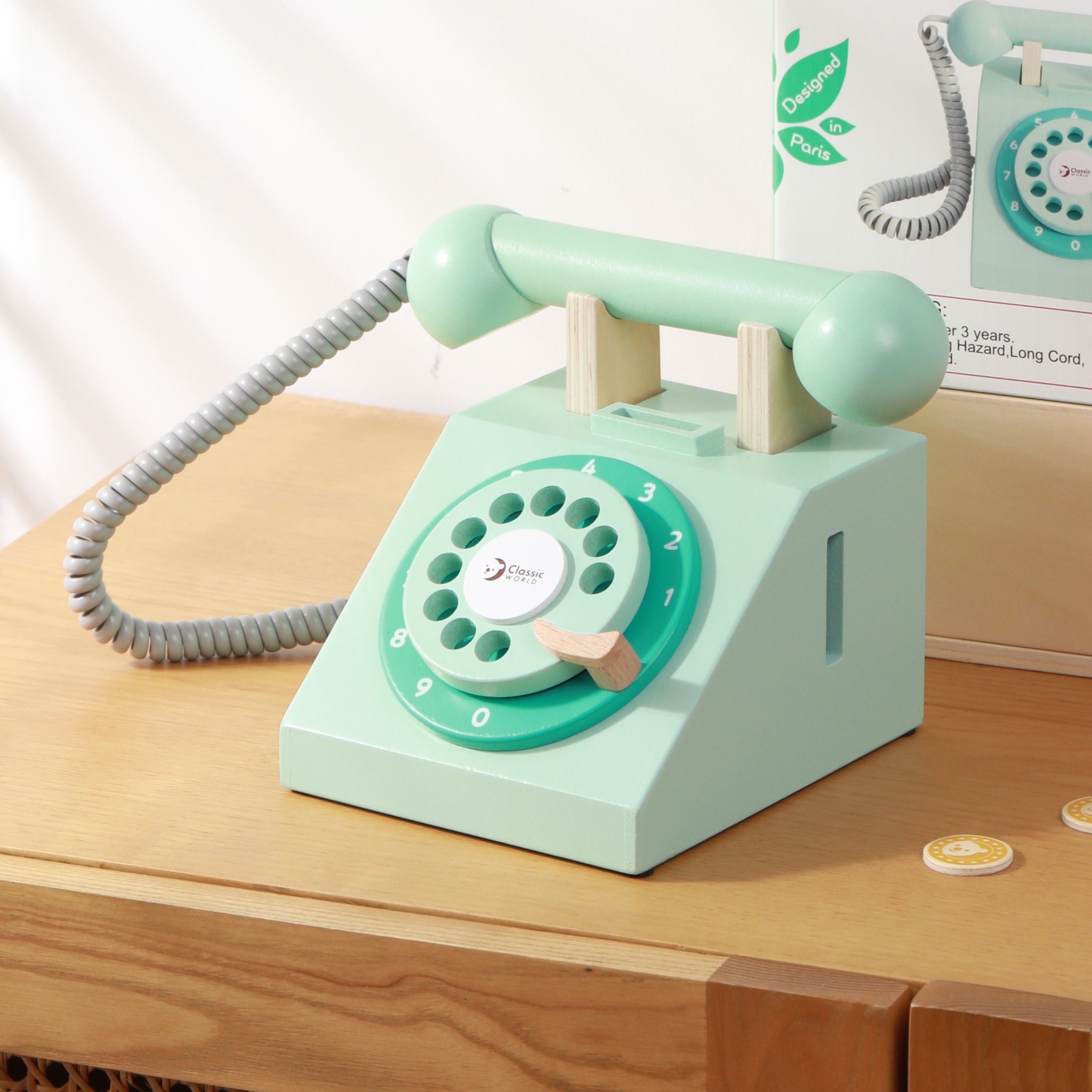 Classic World Classic Wooden Telephone For Children 4 Pcs.