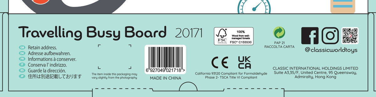 Tablero de manipulación multifuncional 6 en 1 de Classic World para viajar