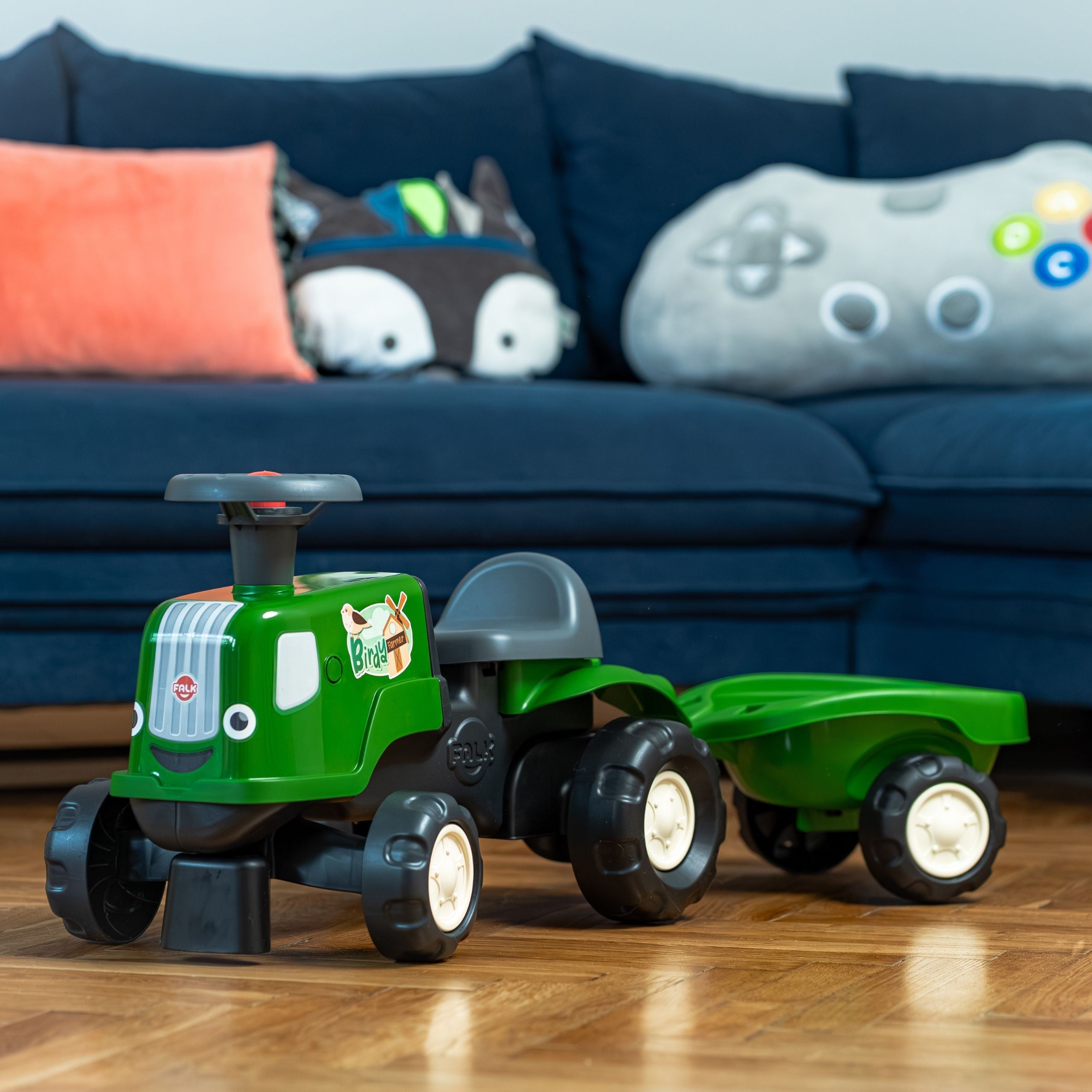 Falk Ride-on Traktor s přívěsem Birdy Farm Green 1-3 roky