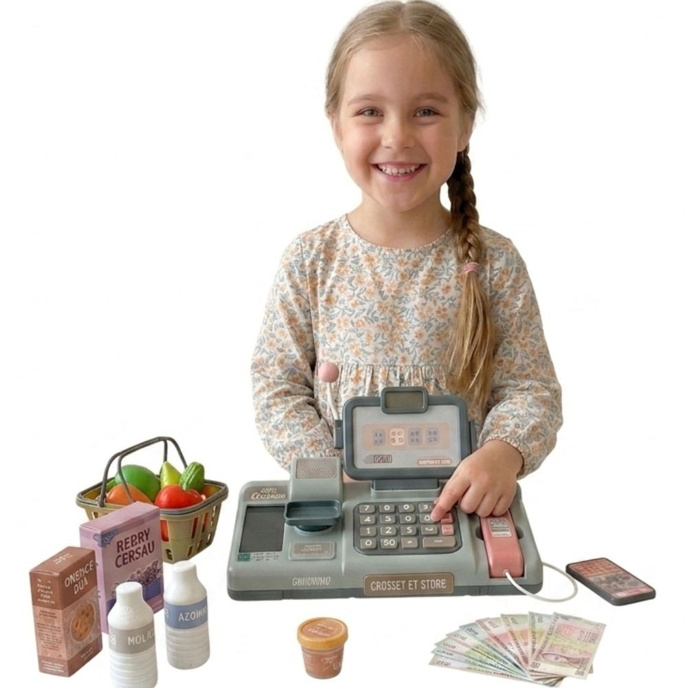 Woopie Kids' Cash Register Scanner Scale Microphone + 25 Accessories