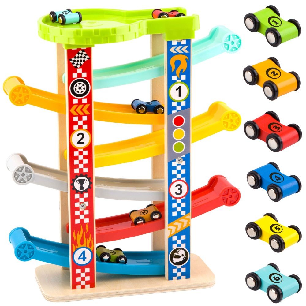 Tooky Toy Farverig rutschebane til biler