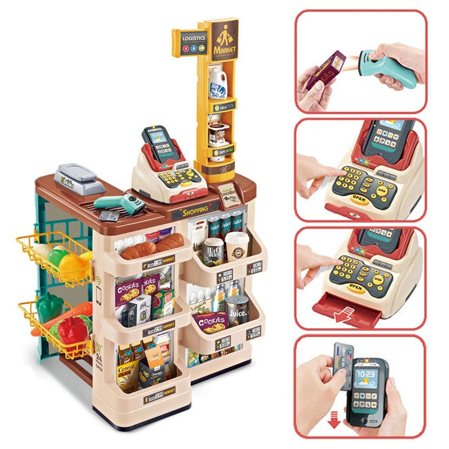 Woopie supermarktwinkel met trolleyweegschaal kassascanner + 48 accs.