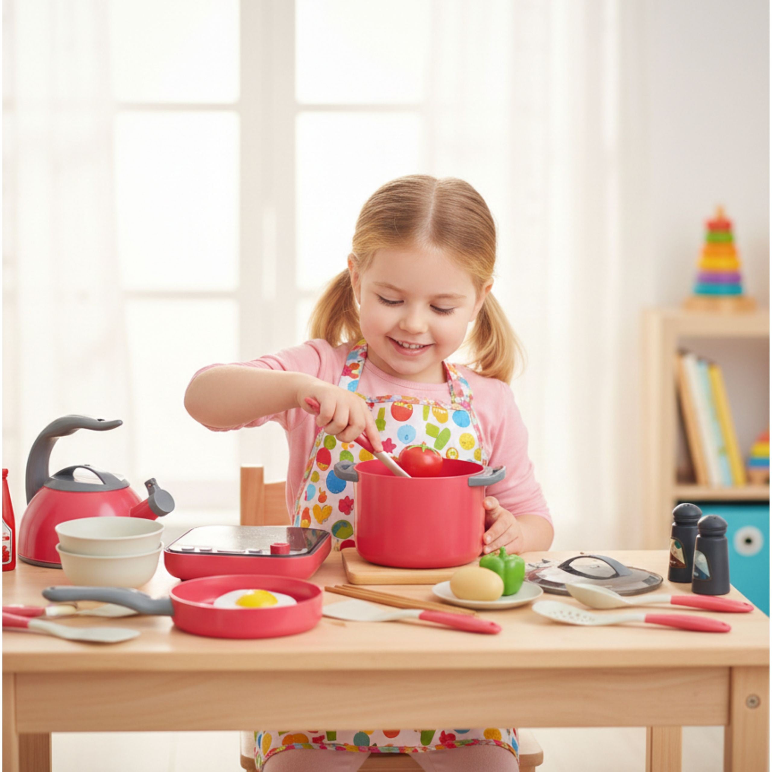 Woopie Little Chef's Set Индукционни тенджери Тиган Чайник розов 30 бр.