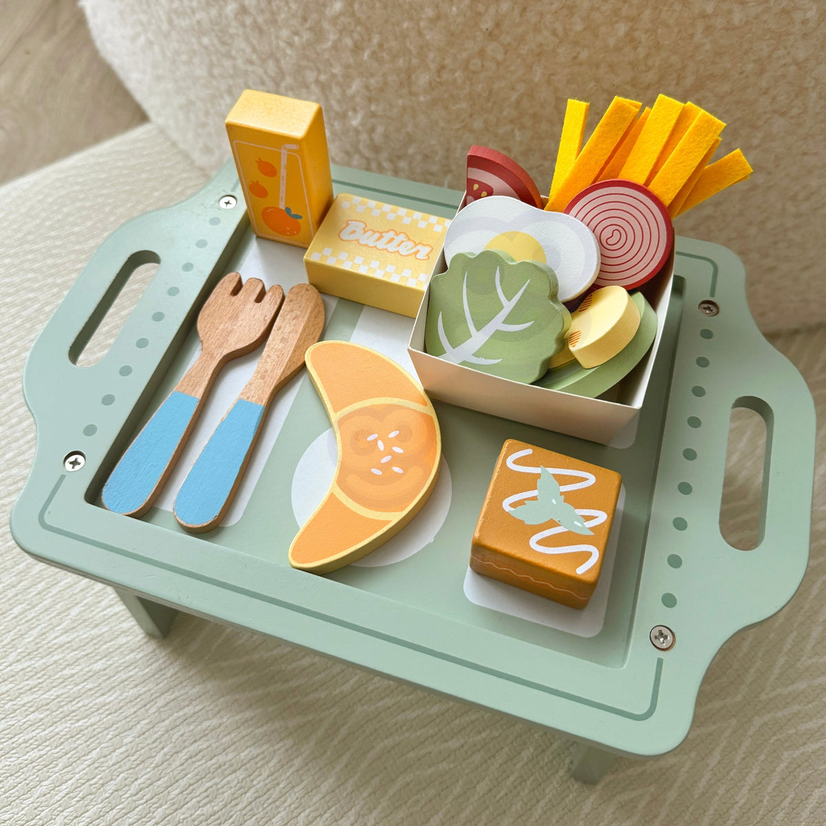 Woopie Green Breakfast Set And Restaurant - Jogo de pedidos com bandeja e acessórios