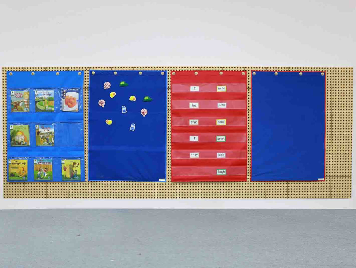 Masterkidz Fabric Hanging Sheet With Pockets For Books And Pictures Blue