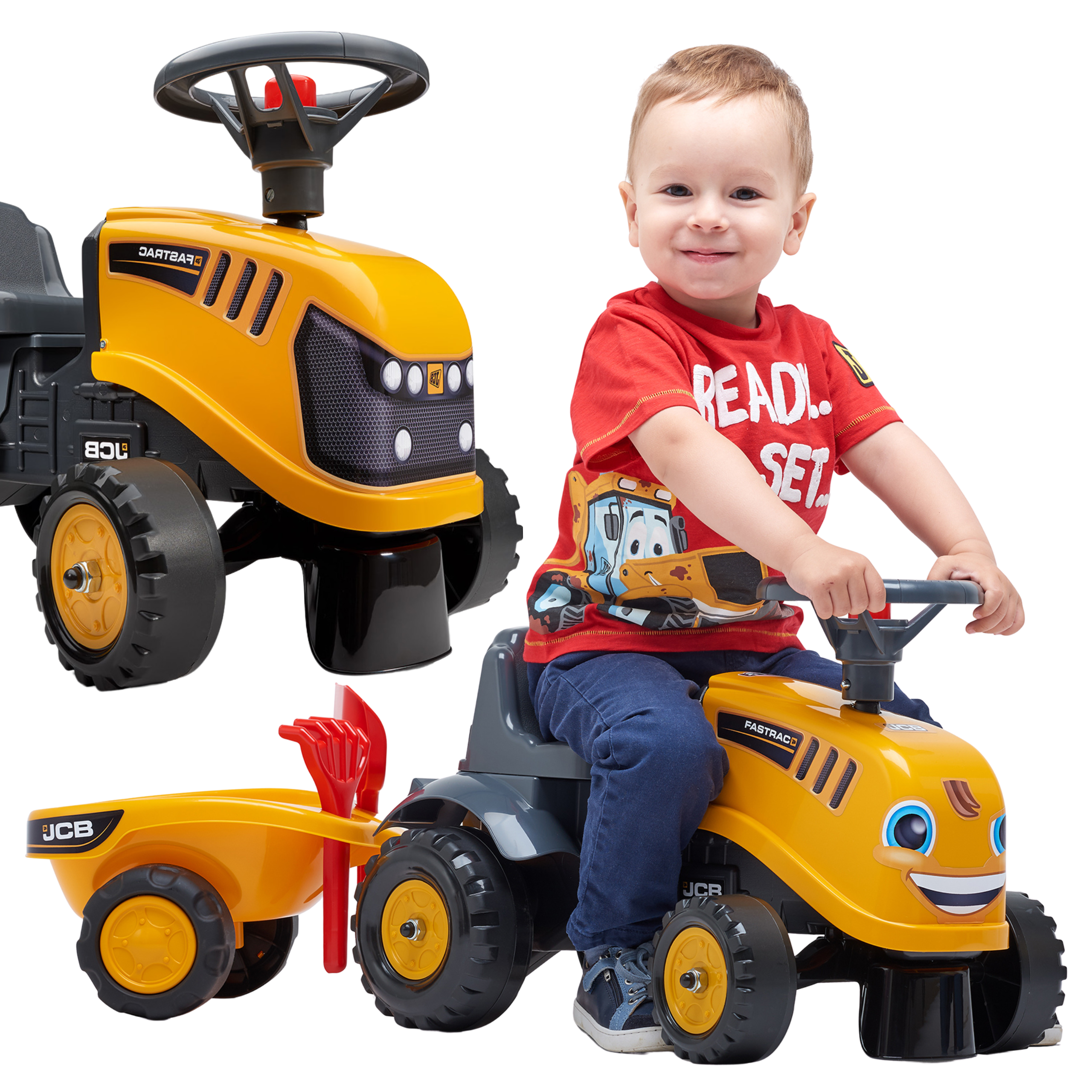 Оранжев трактор Falk Jcb с ремарке за 1-3 години