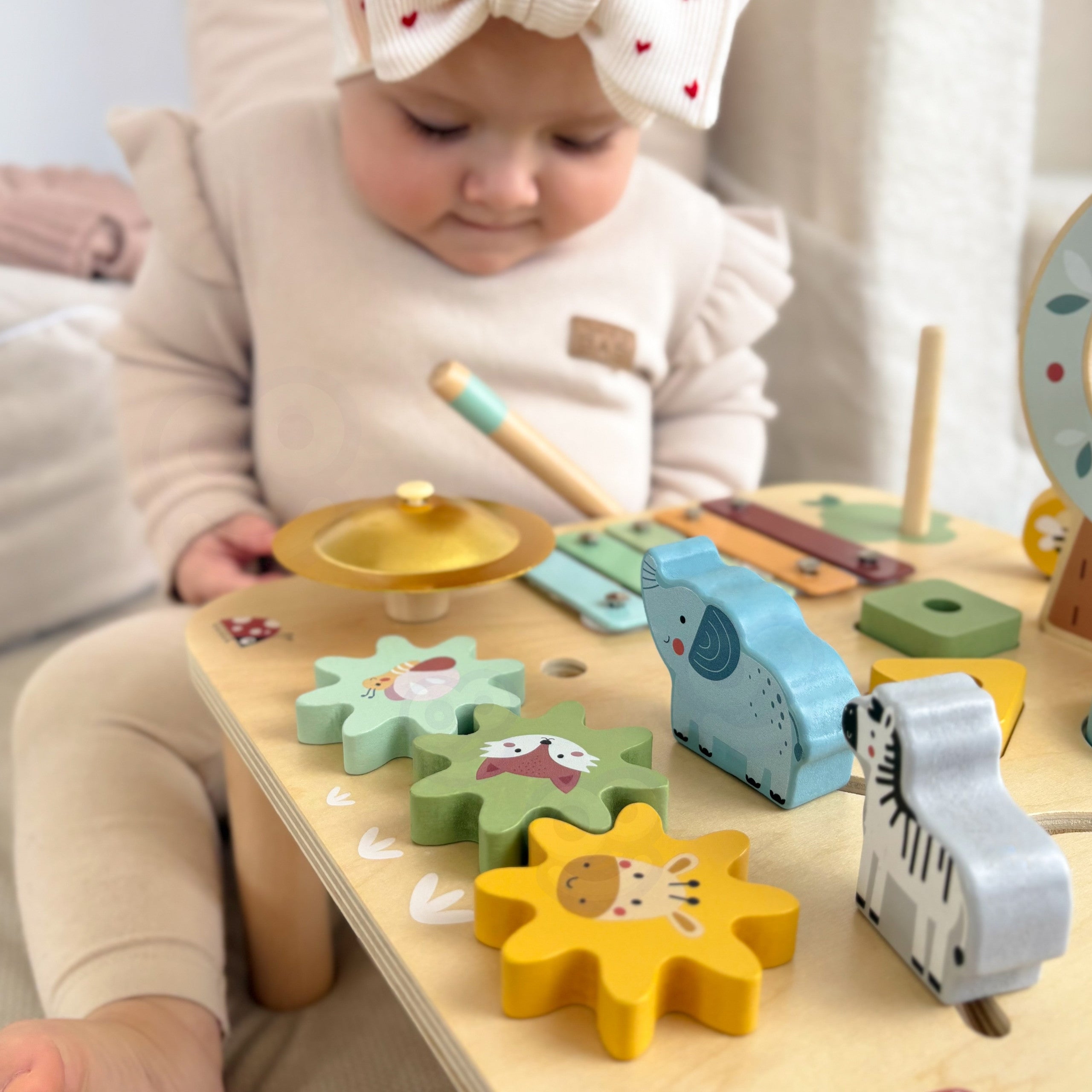 Woopie Green Wooden Educational Table Musical Sensory Maze 5 In 1