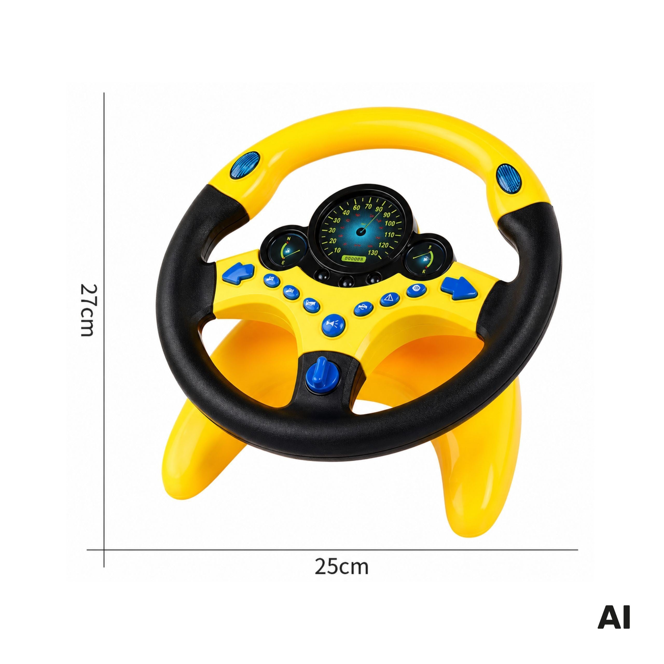 Woopie Interactive Car Steering Wheel With Lights Yellow