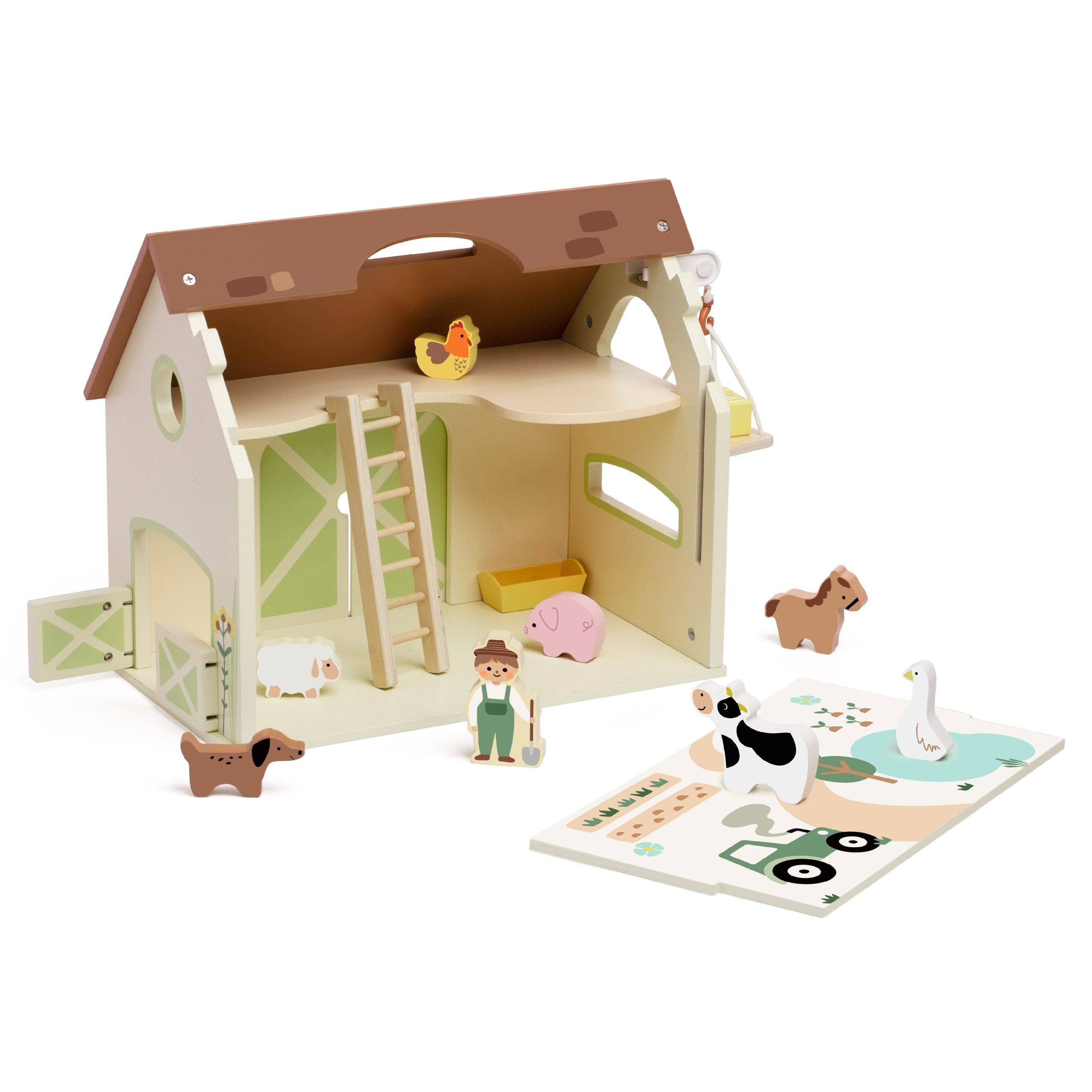 Classic World Wooden Farm House Vintage Figure Set 17 Pcs.