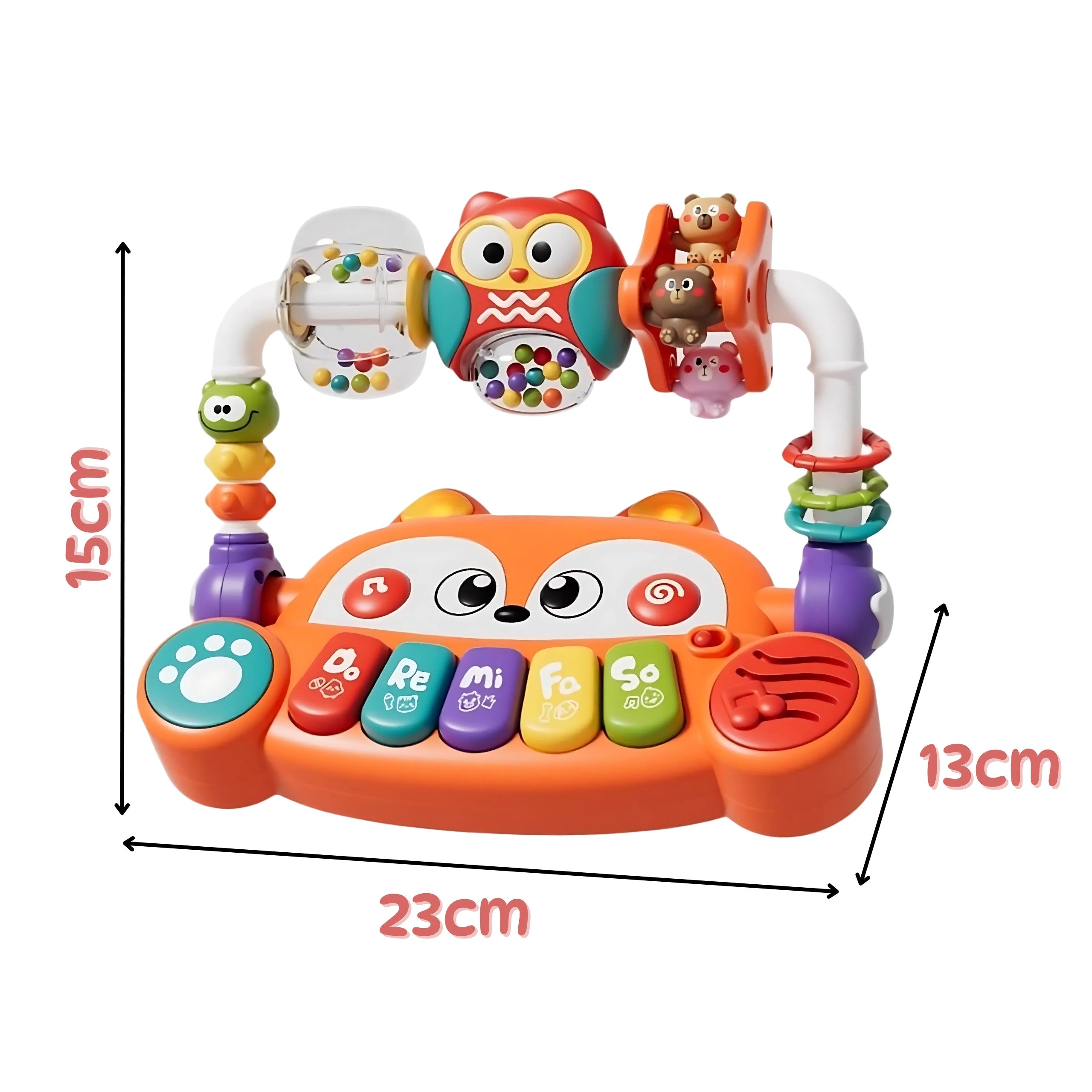 Woopie Baby interaktívne vzdelávacie klavírne senzory Fox Led hrkálky