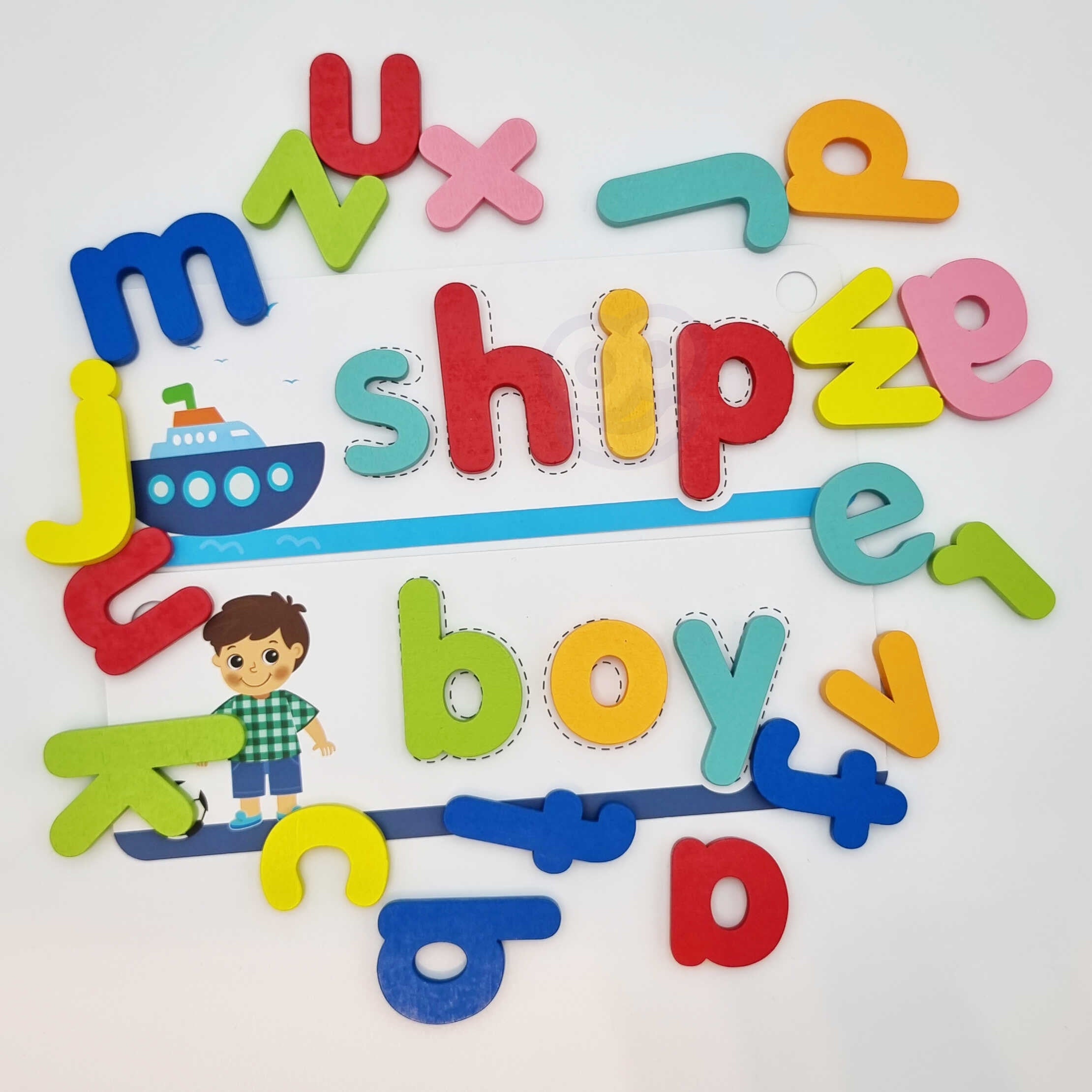 Играчка Tooky Монтесори Азбучен пъзел Учене на букви Думи Животни 57 бр.