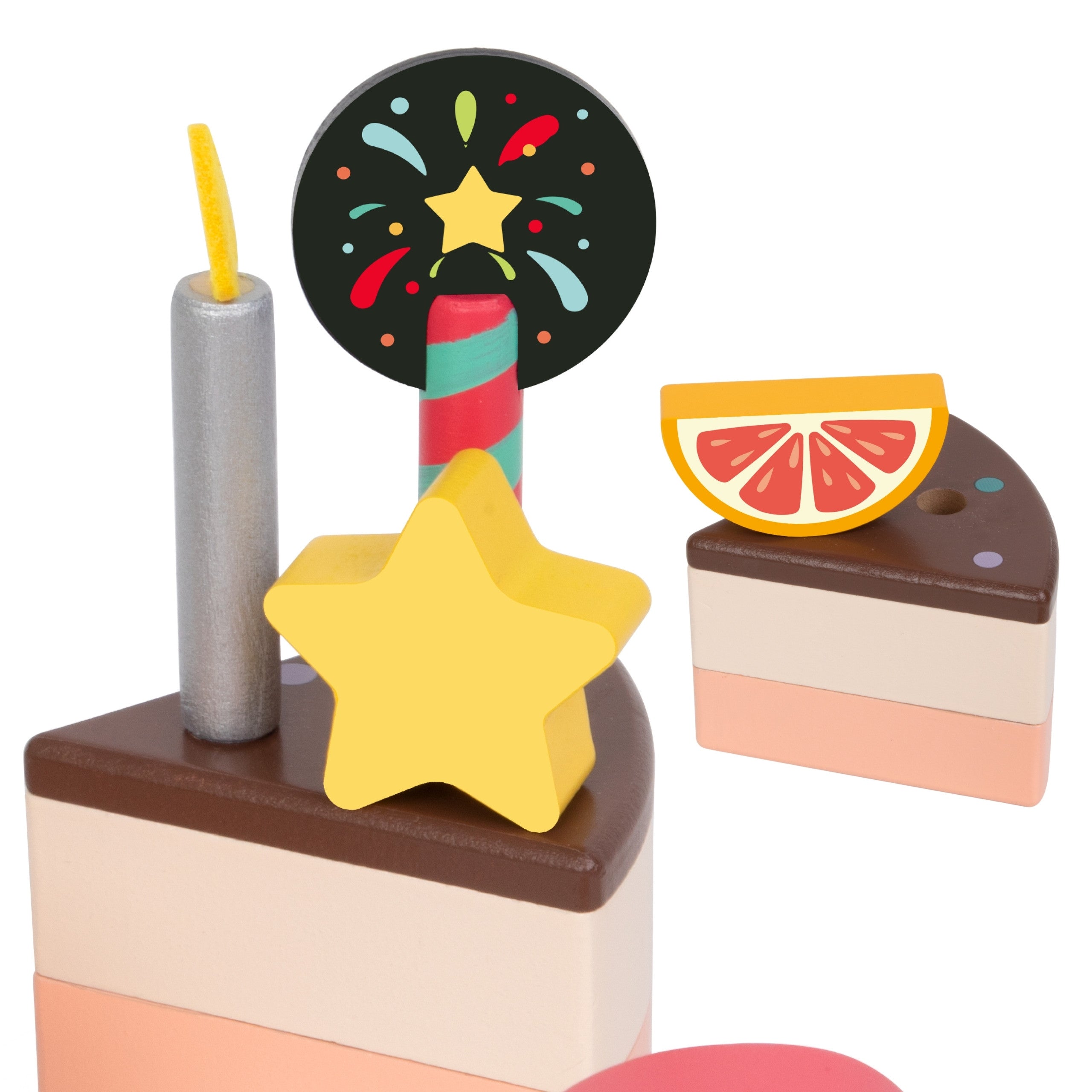 Bolo de aniversário de madeira clássico do mundo para cortar 19 peças.