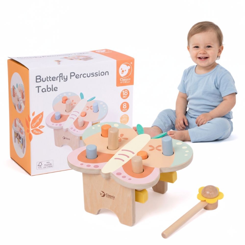 Classic World Montessori Pastel Butterfly Hammer с чук 8 бр.