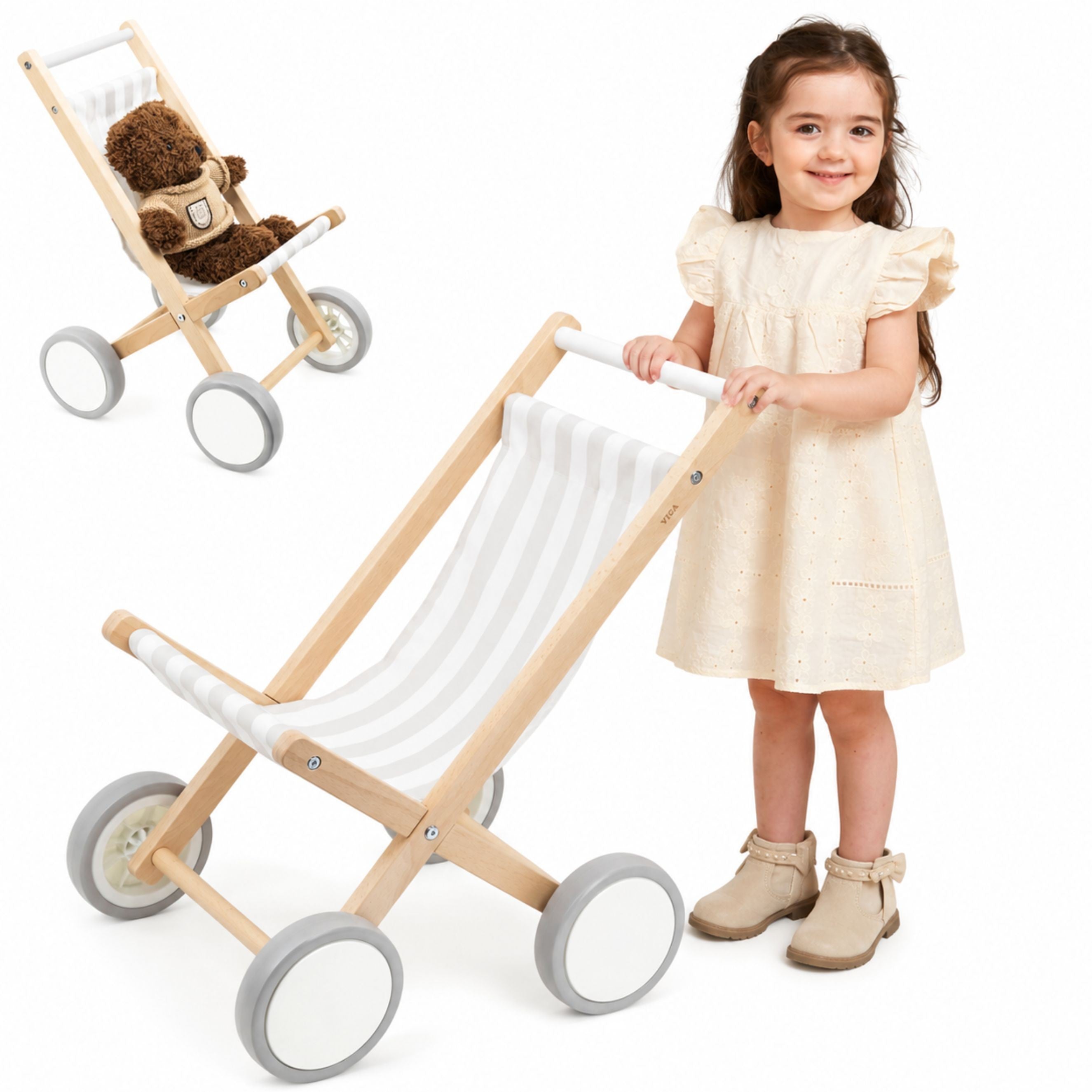 Viga Wooden Doll Stroller