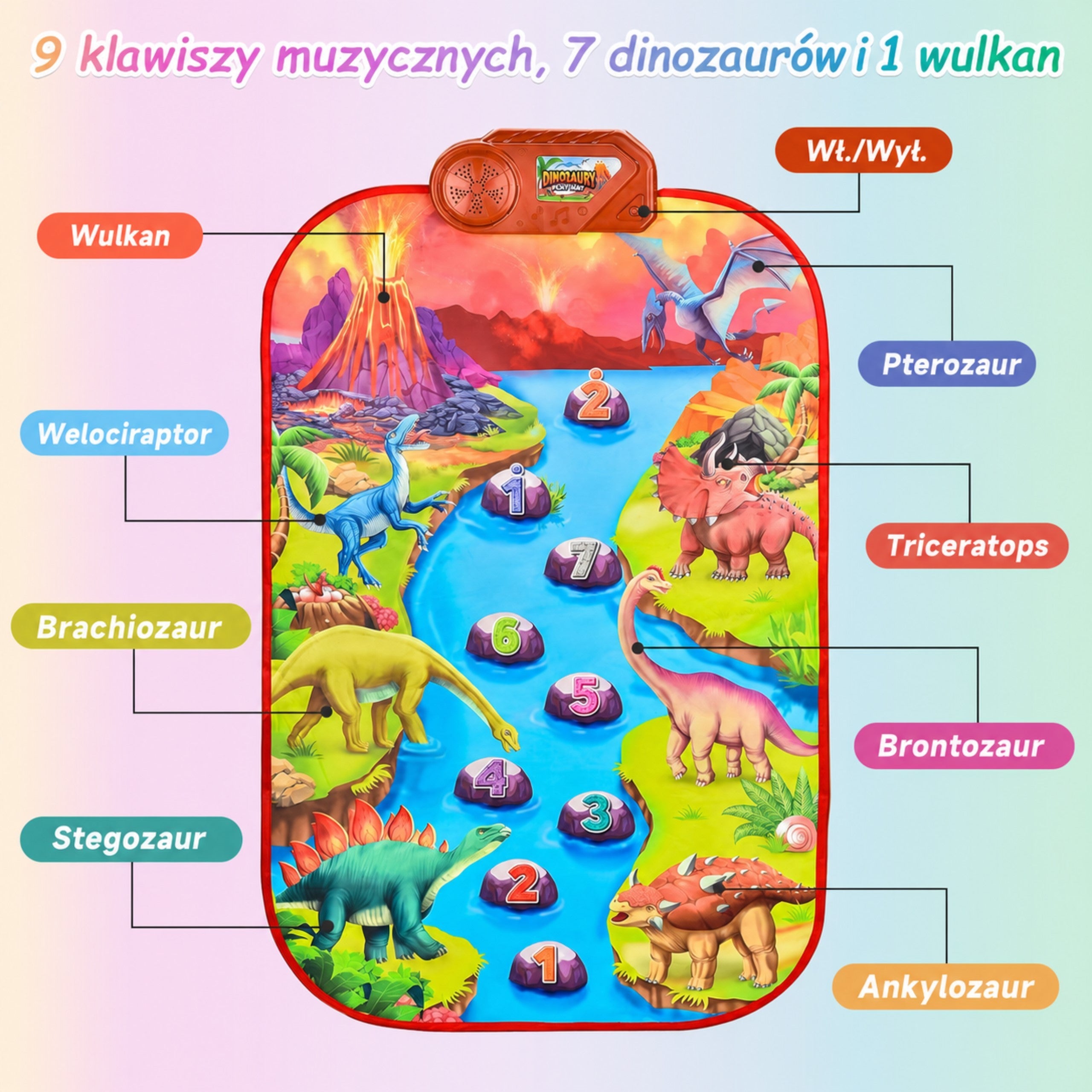 Woopie Large Musical Mat Piano Xl Dinosaurs Interactive