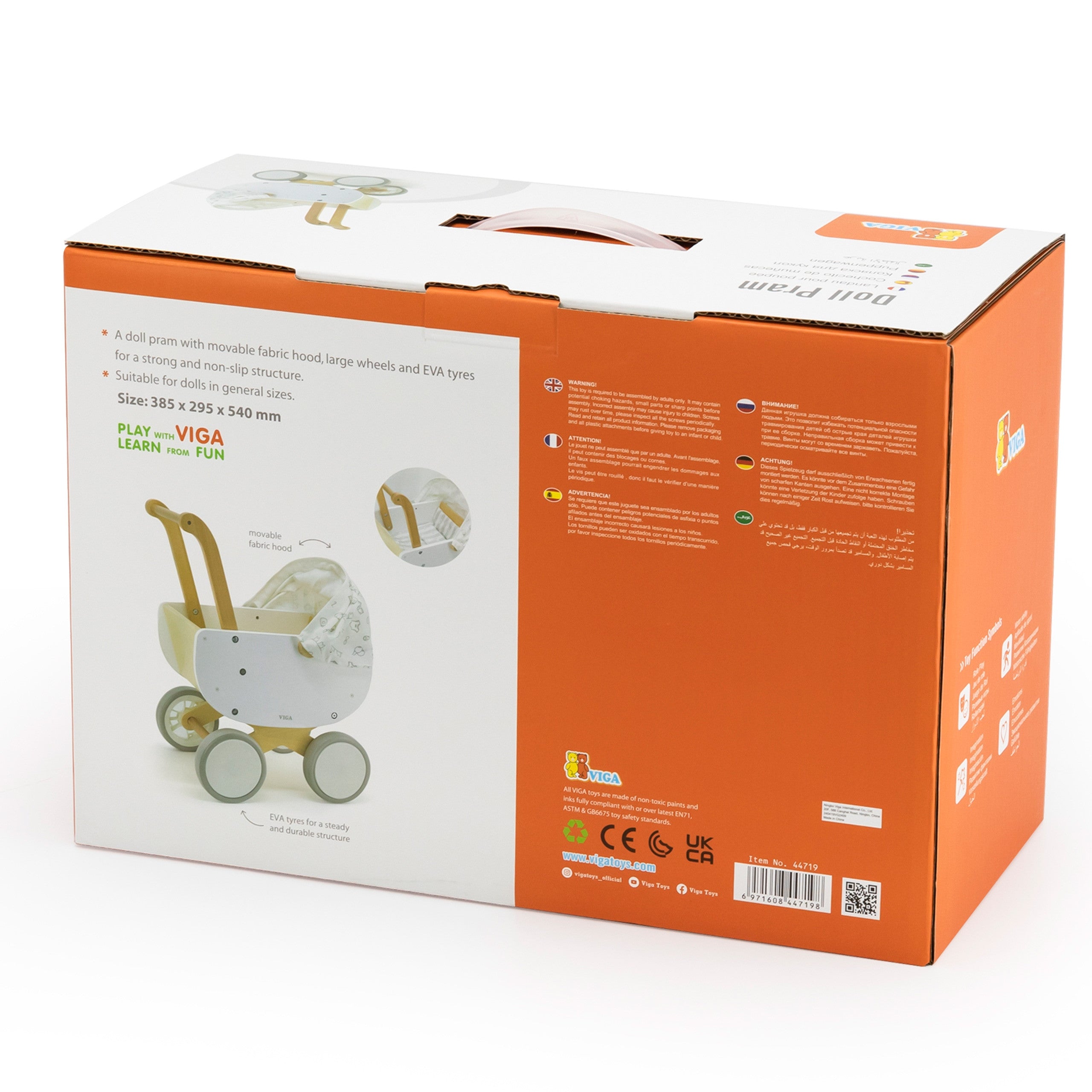Landau de poupée en bois Viga avec gondole