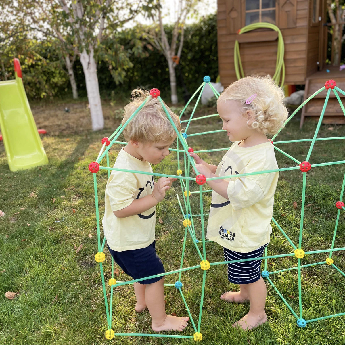 Woopie Big Blocks Set Cort Construcție Paie Tuburi 128 Buc.
