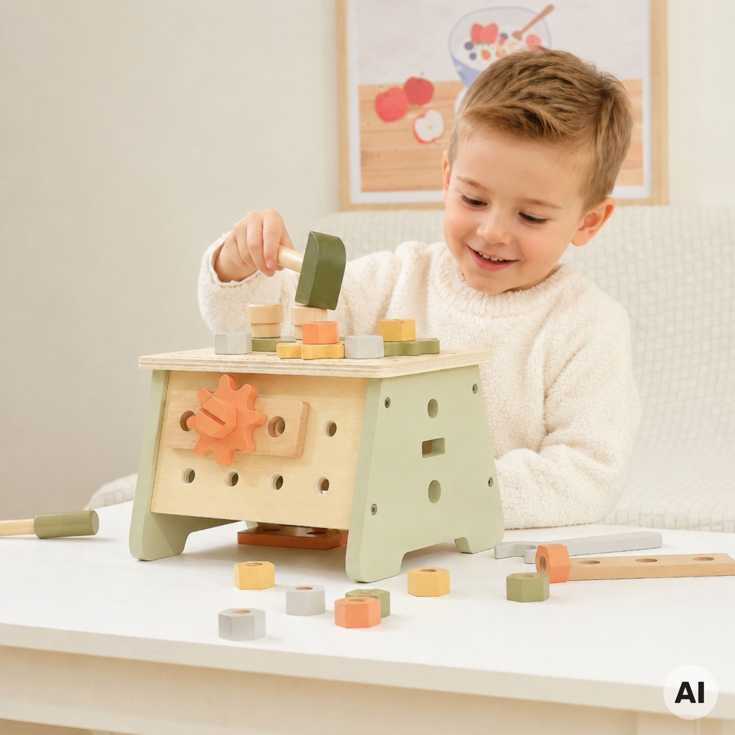 Dřevěná sada Viga Polarb Mini Workshop 2v1 na nářadí