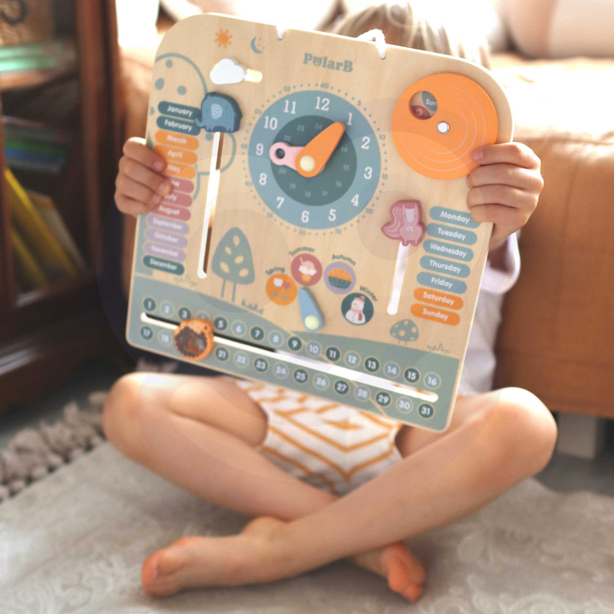 Viga Polarb Dřevěný Montessori Kalendář A Hodiny