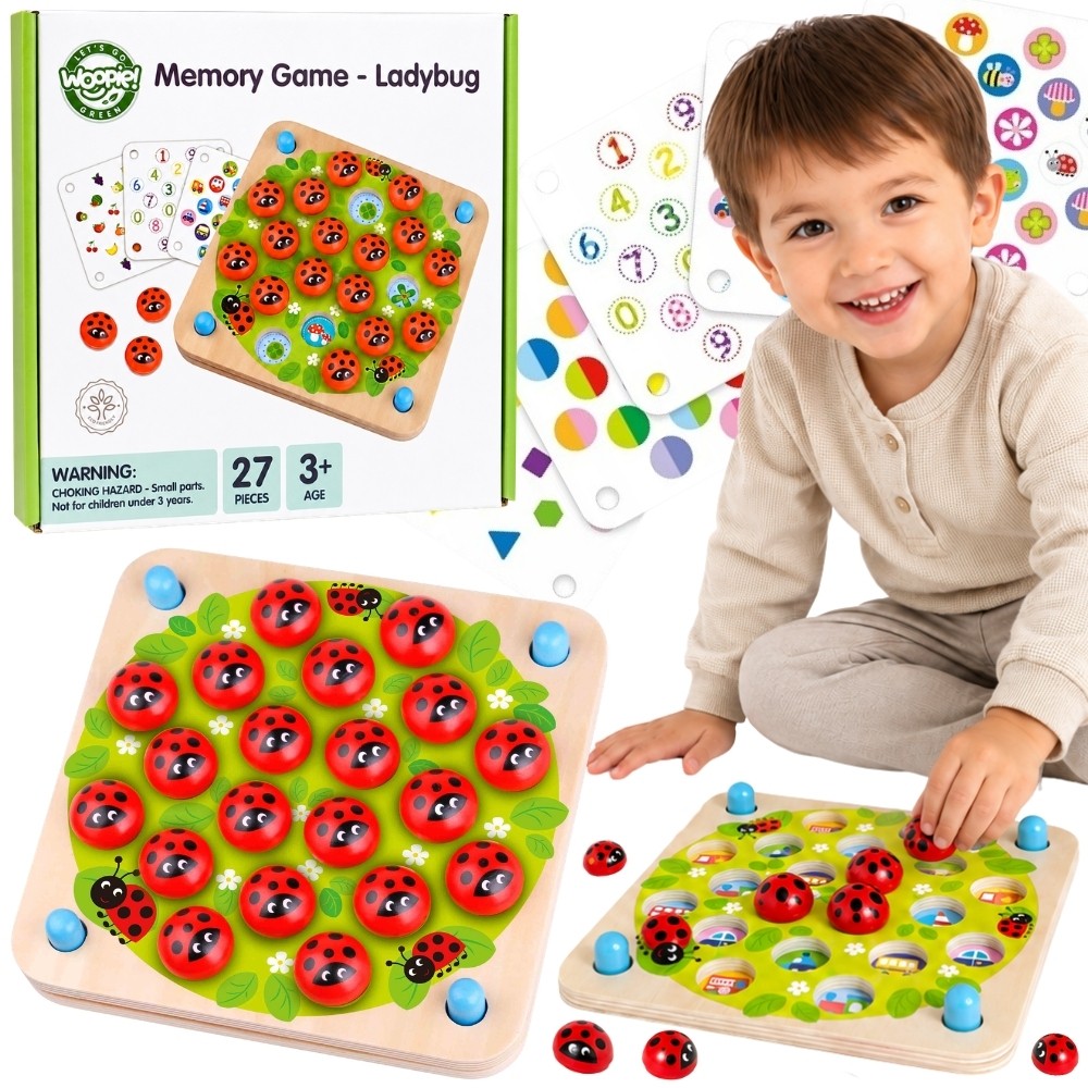 Woopie Green Memory Дървена образователна игра за памет Калинка Пъзел