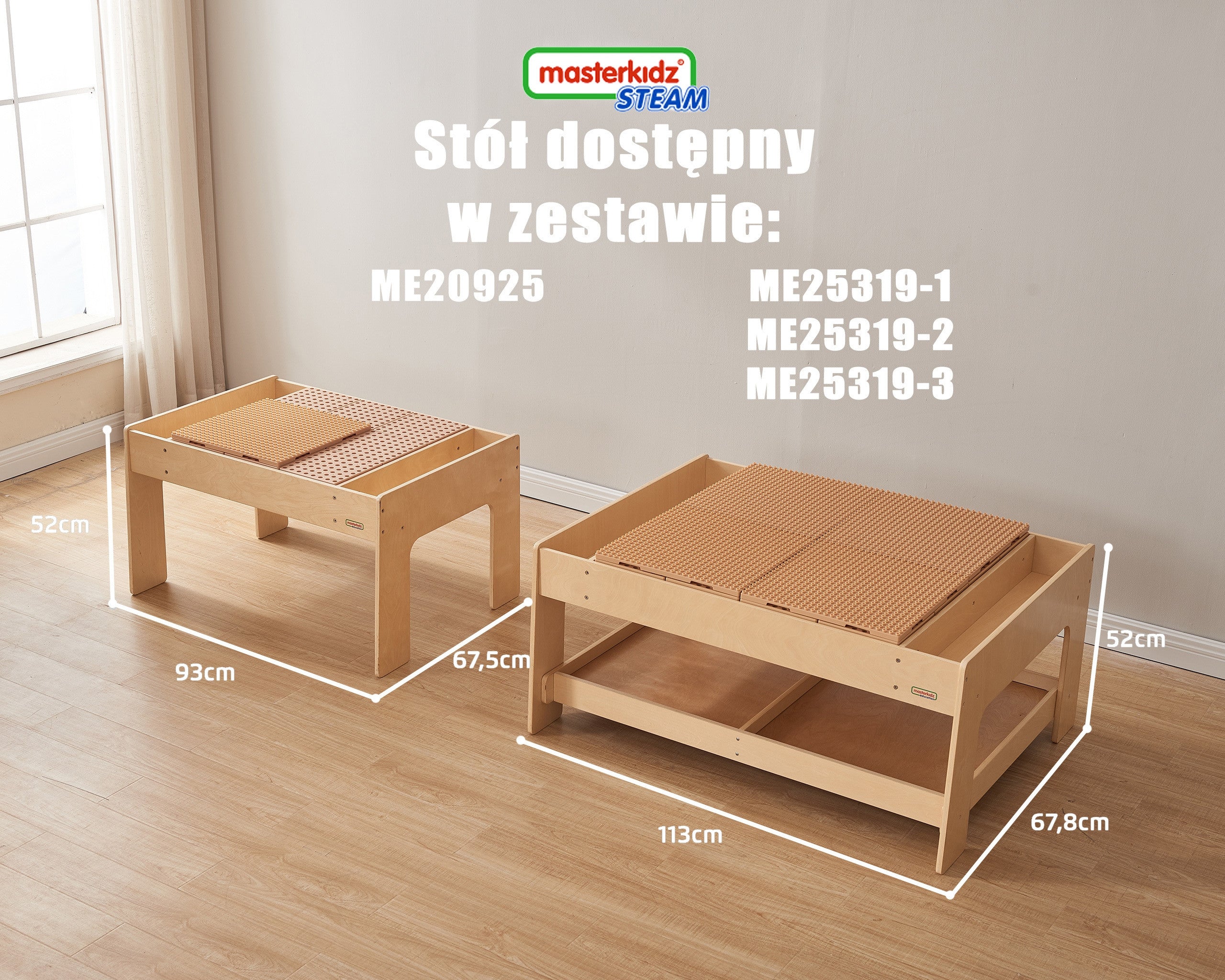 Masa educațională din lemn Masterkidz + accesorii de perete tulpină
