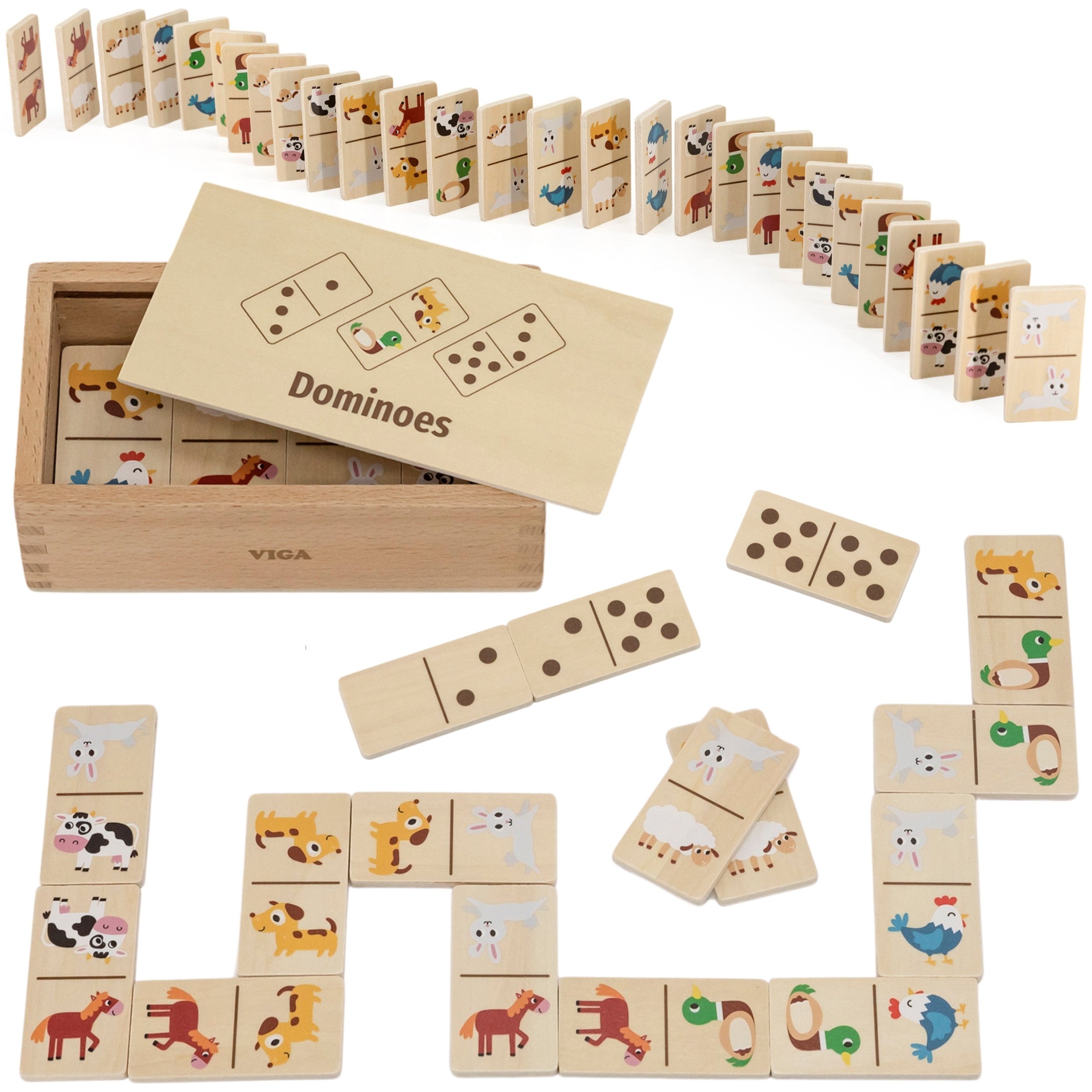 Viga Domino en bois 2 en 1 animaux et chiffres