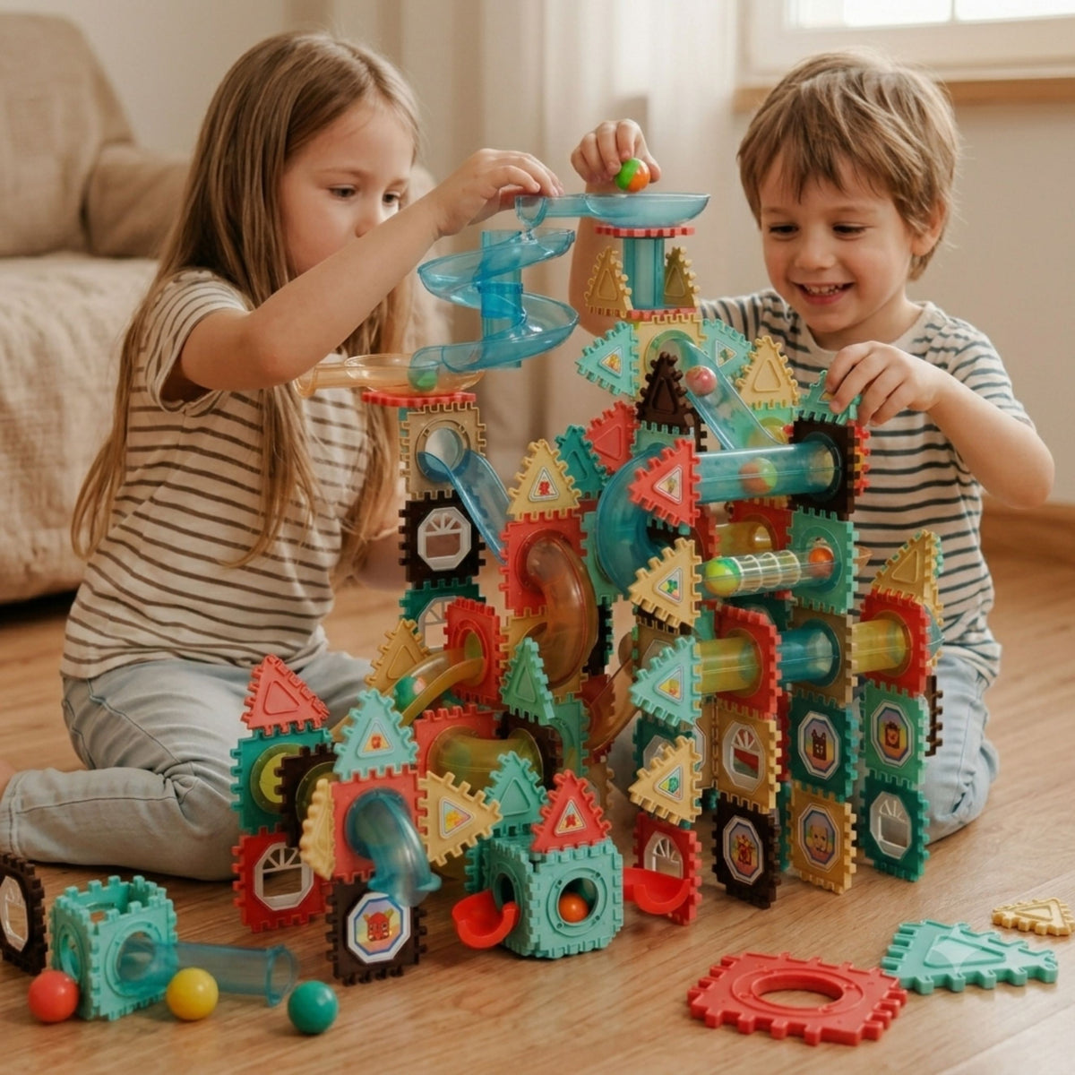 Woopie 3d Construction Blocks Educational Set Ball Track 228st.