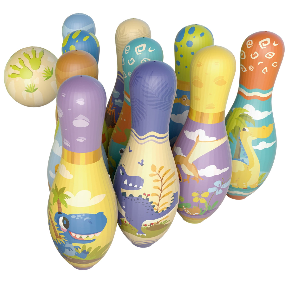 Woopie Soft Bowling Skill Game Dinosaurs Set med 12