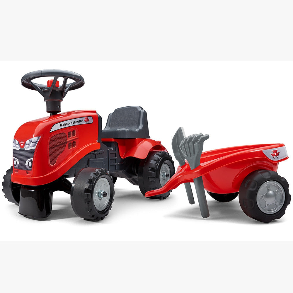 Falk Baby Massey Ferguson Red Tractor With Trailer + Accessories. From 1 Year