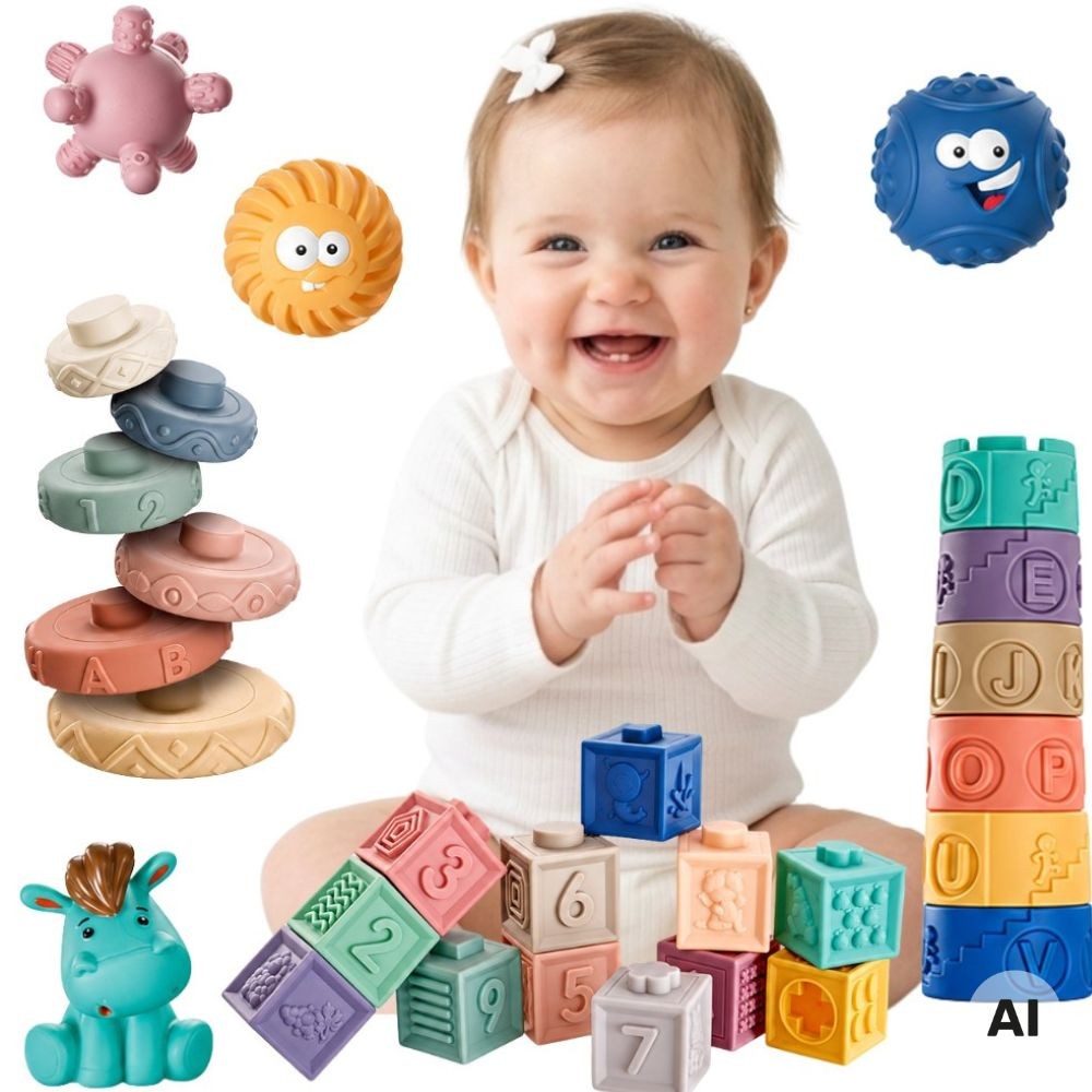 Woopie Baby Set Of 27 Soft Sensory Blocks