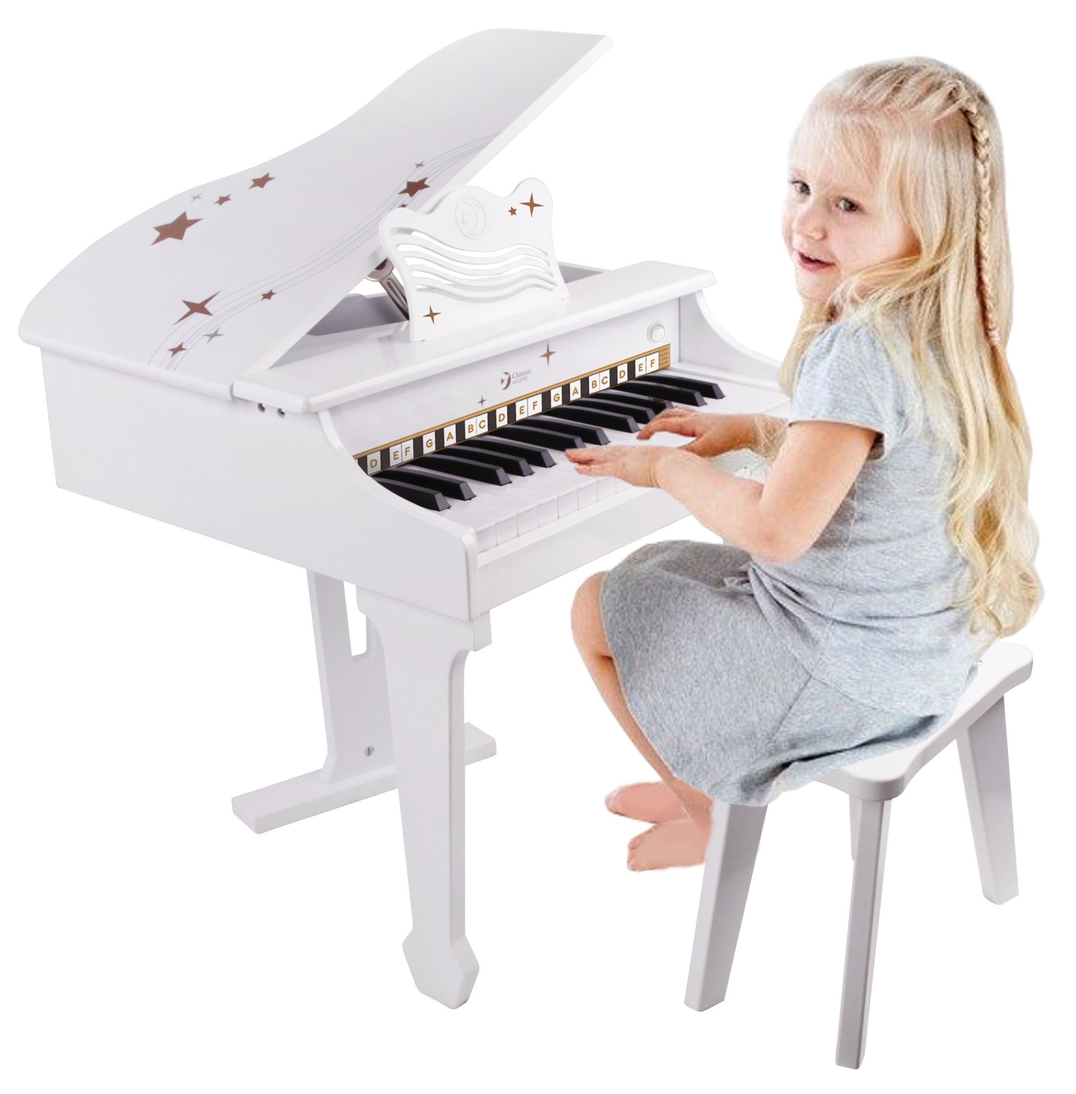 Classic World Large Piano For Children With Chair And Learning Book