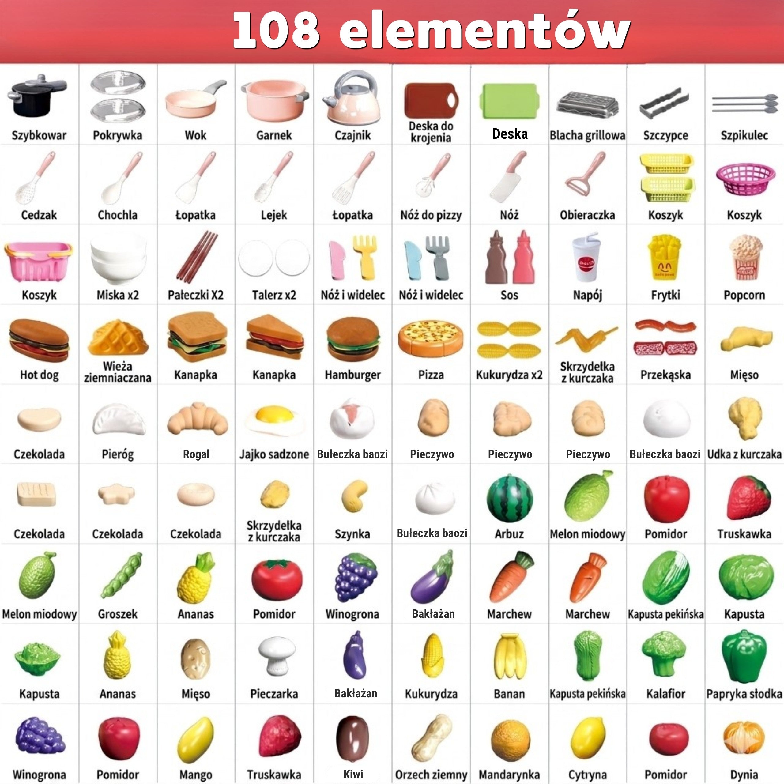Woopie Kitchen Accessories Set Cooking Toy 108 Pcs