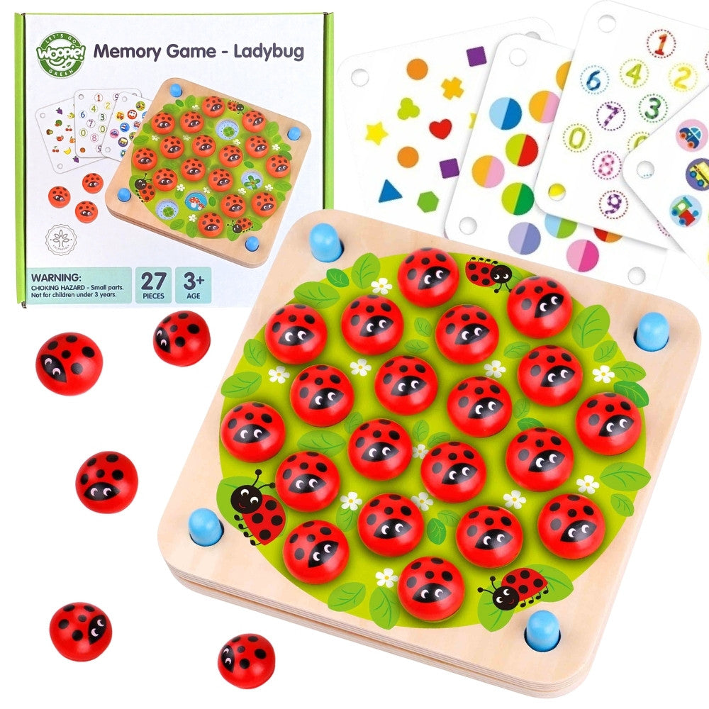 Woopie Green Memory Wooden Educational Memory Game Ladybug Puzzle