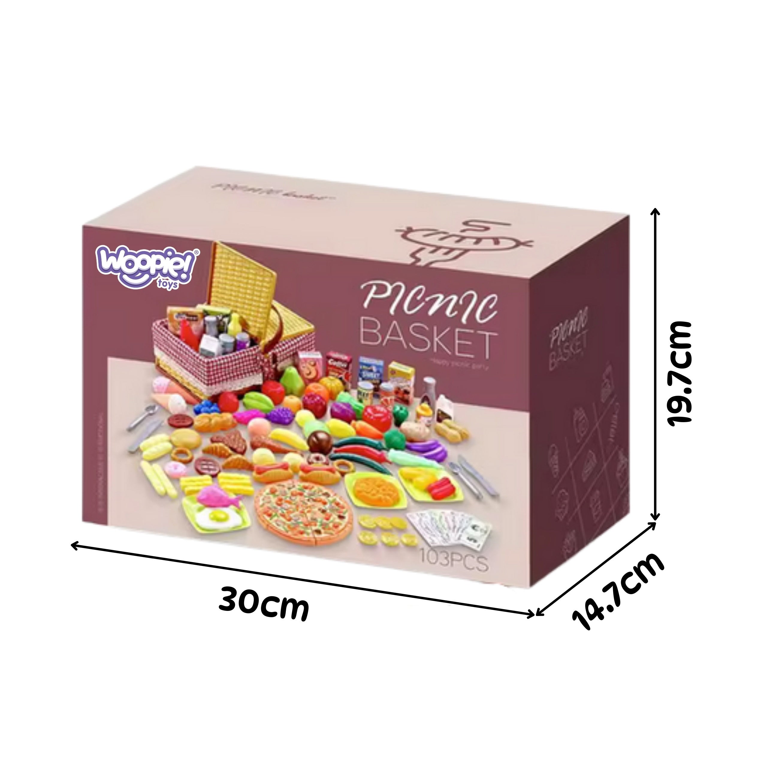 Woopie Picnic Basket Fruit Vegetables Fast Food Set Xxl 103 Pcs.