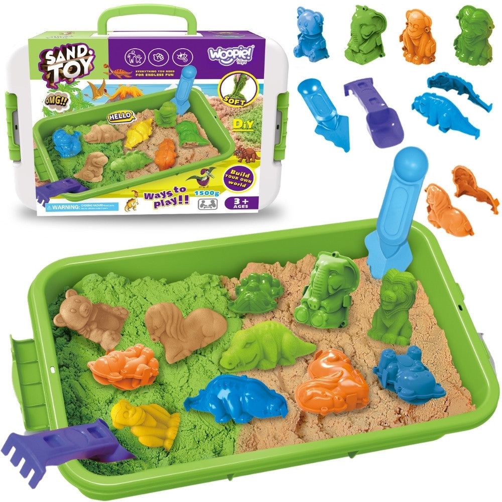Кинетичен пясък Woopie 1,5 кг. Xxl Комплект Zoo Safari маса с форми