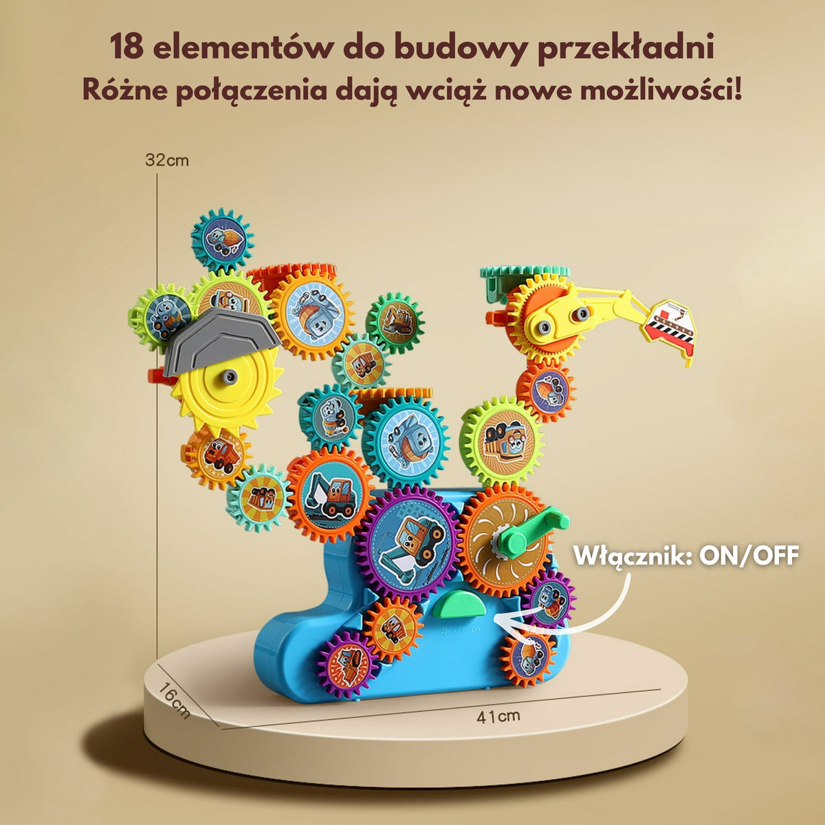Woopie interaktív építőelemek fogaskerekek 18 db.
