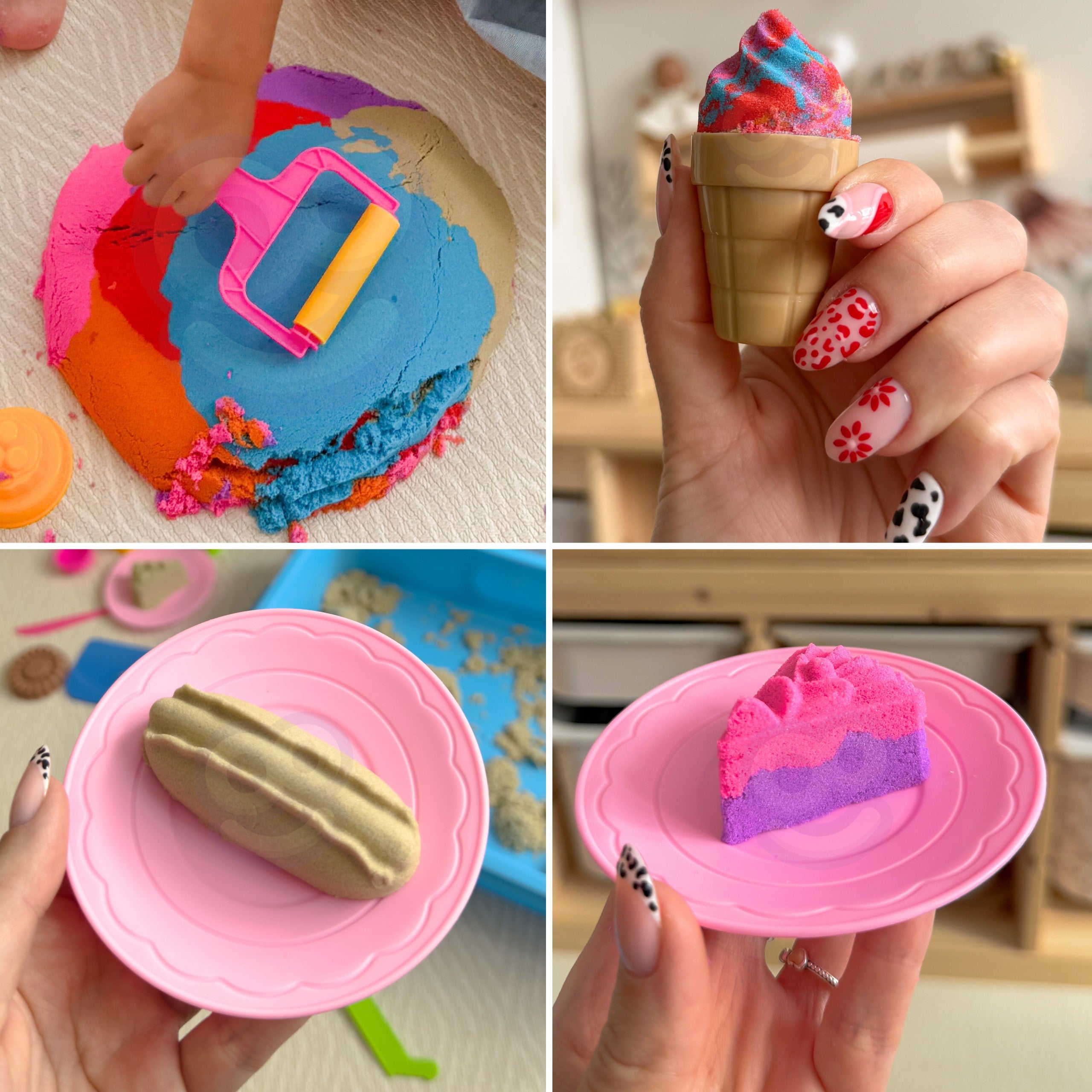 Woopie Kinetic Sand 6 Colors 1.2 Kg Restaurant Table Set With Molds