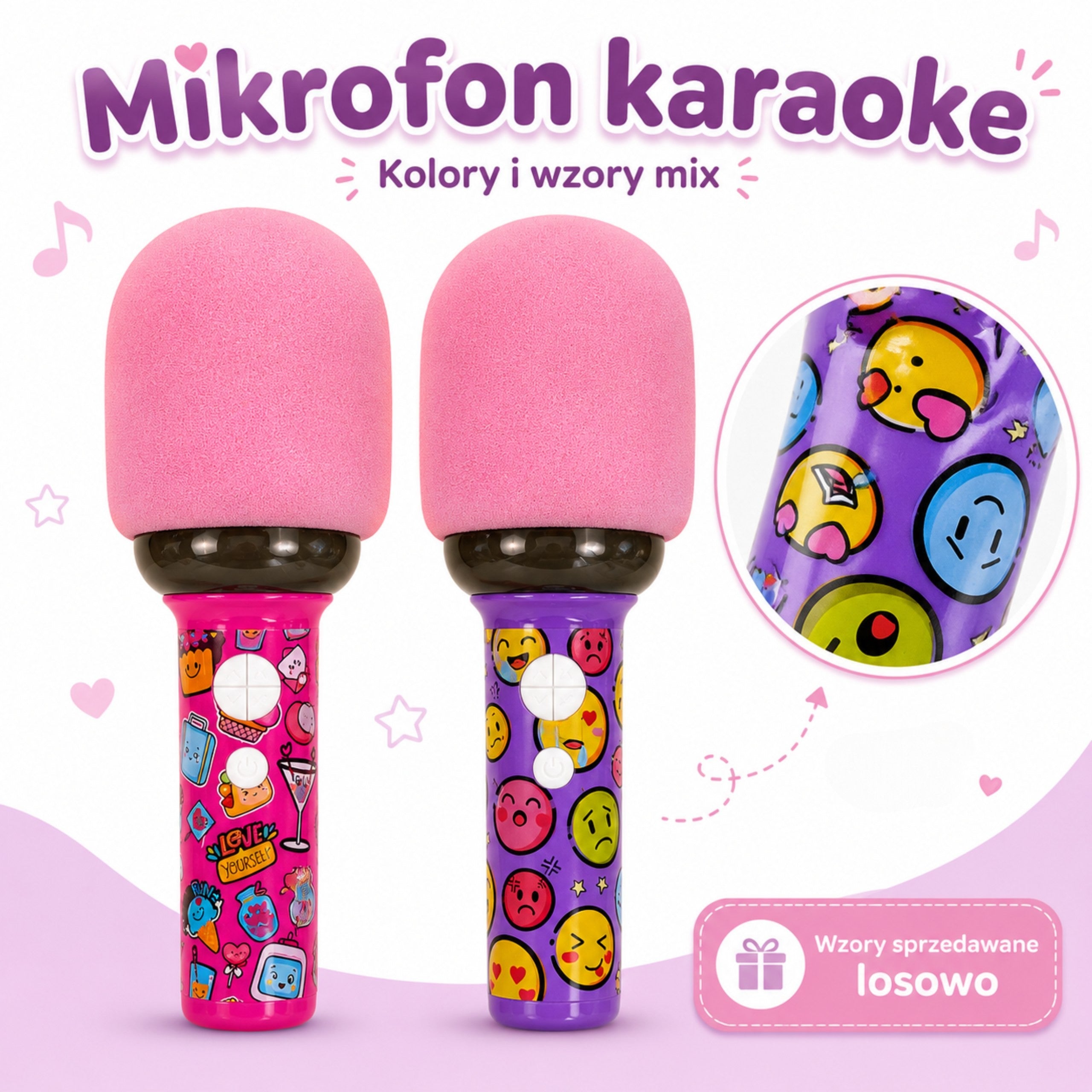 Woopie Wireless Karaoke Microphone With Bt Speaker Led Pink